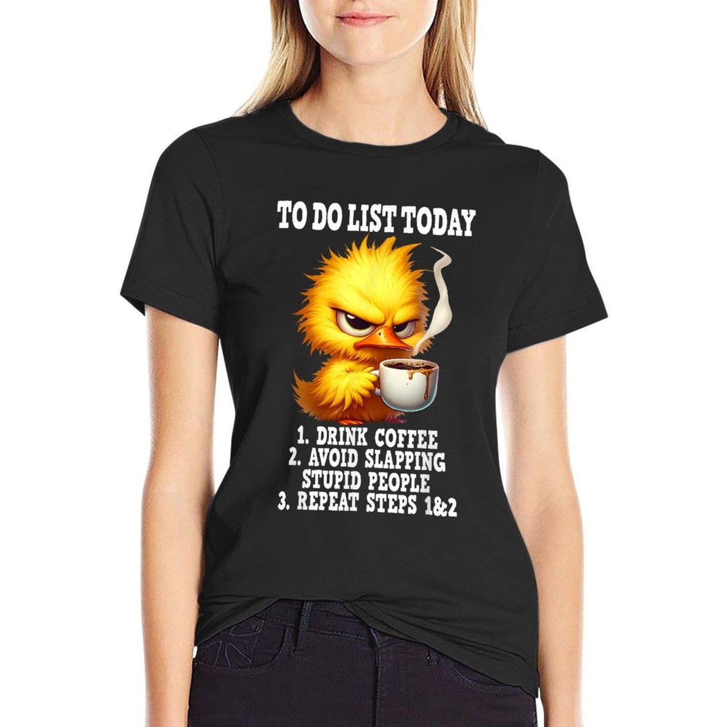To Do List Today Drink Coffee Avoid Slapping Stupid People Rolled Sleeves T-Shirt