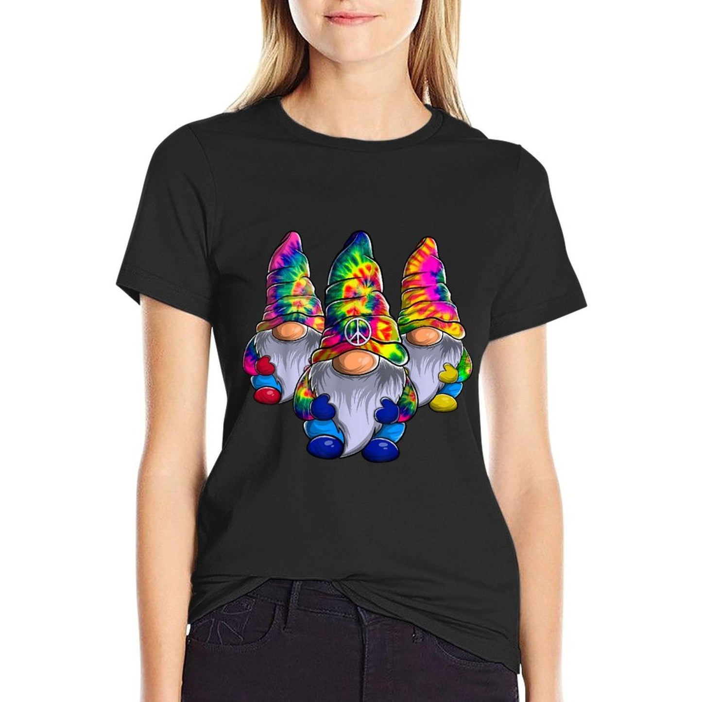 Three Hippie Gnomes Peace Gnome Funny Retro Tie Diy Design Soft T-Shirt