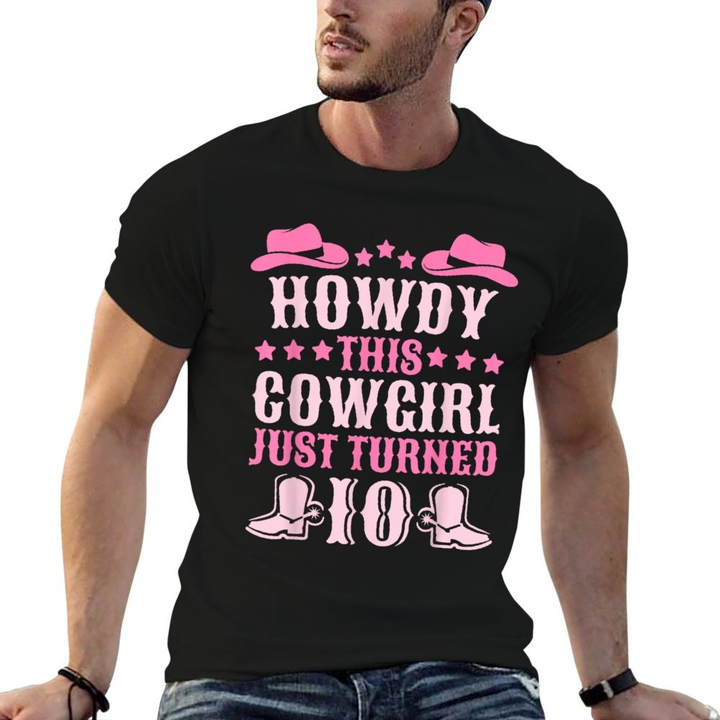 10yr Birthday Cowgirl Western 10 Year Old Girl 10th Birthday Durable T-Shirt