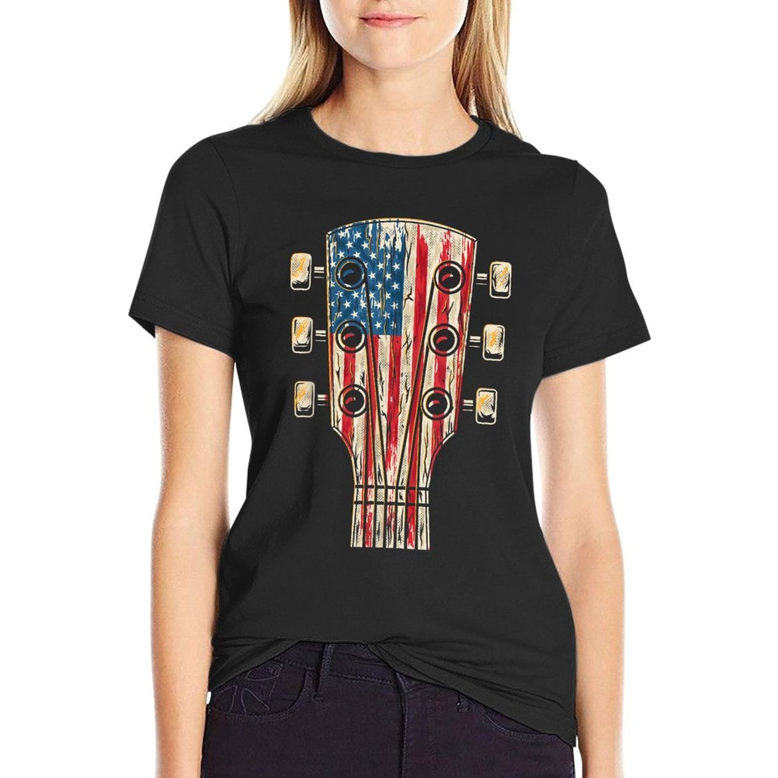 American Guitar 4th of July Guitarist USA Country Music  Vintage-inspired T-Shirt