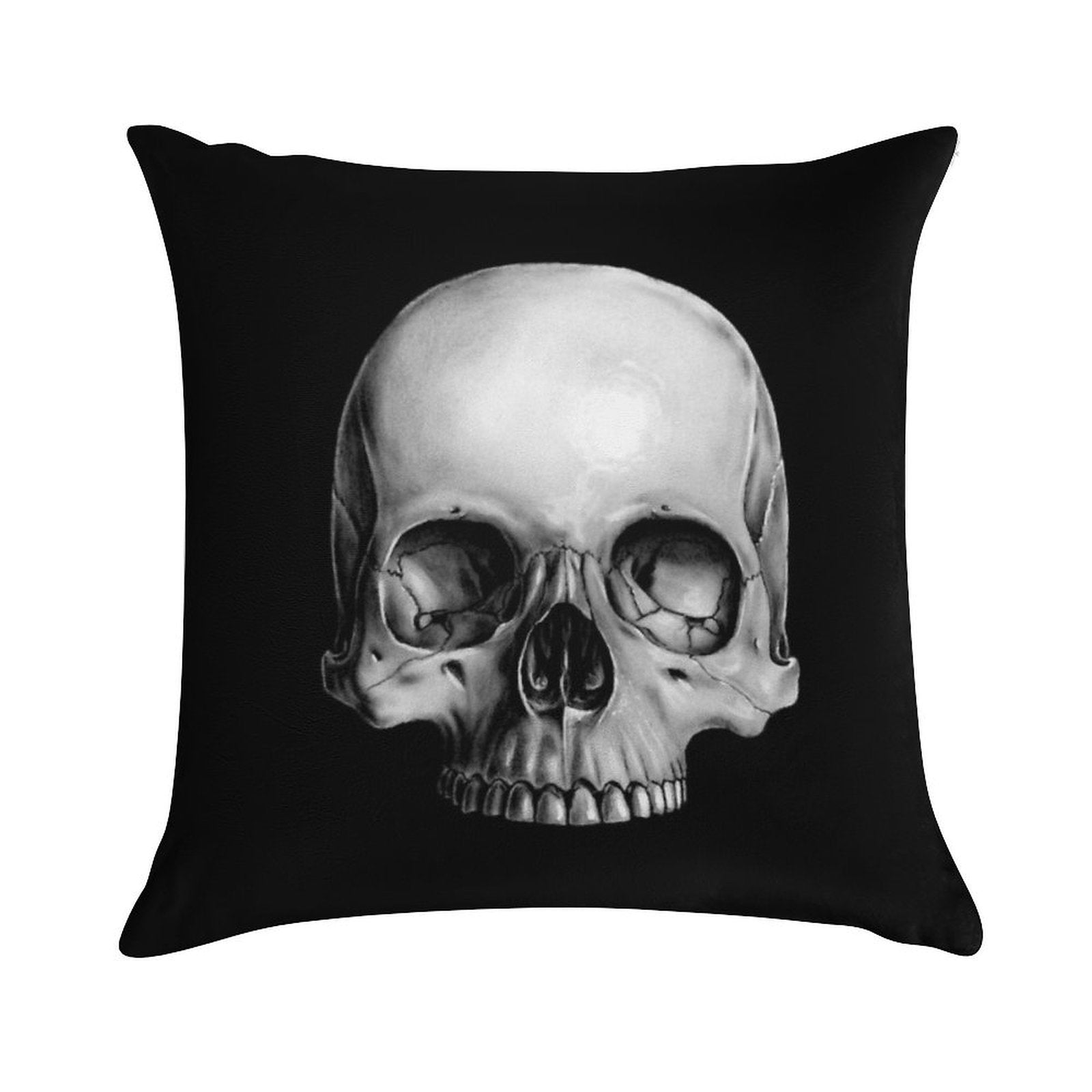 Half Skull Soft Home Decor Throw Pillow