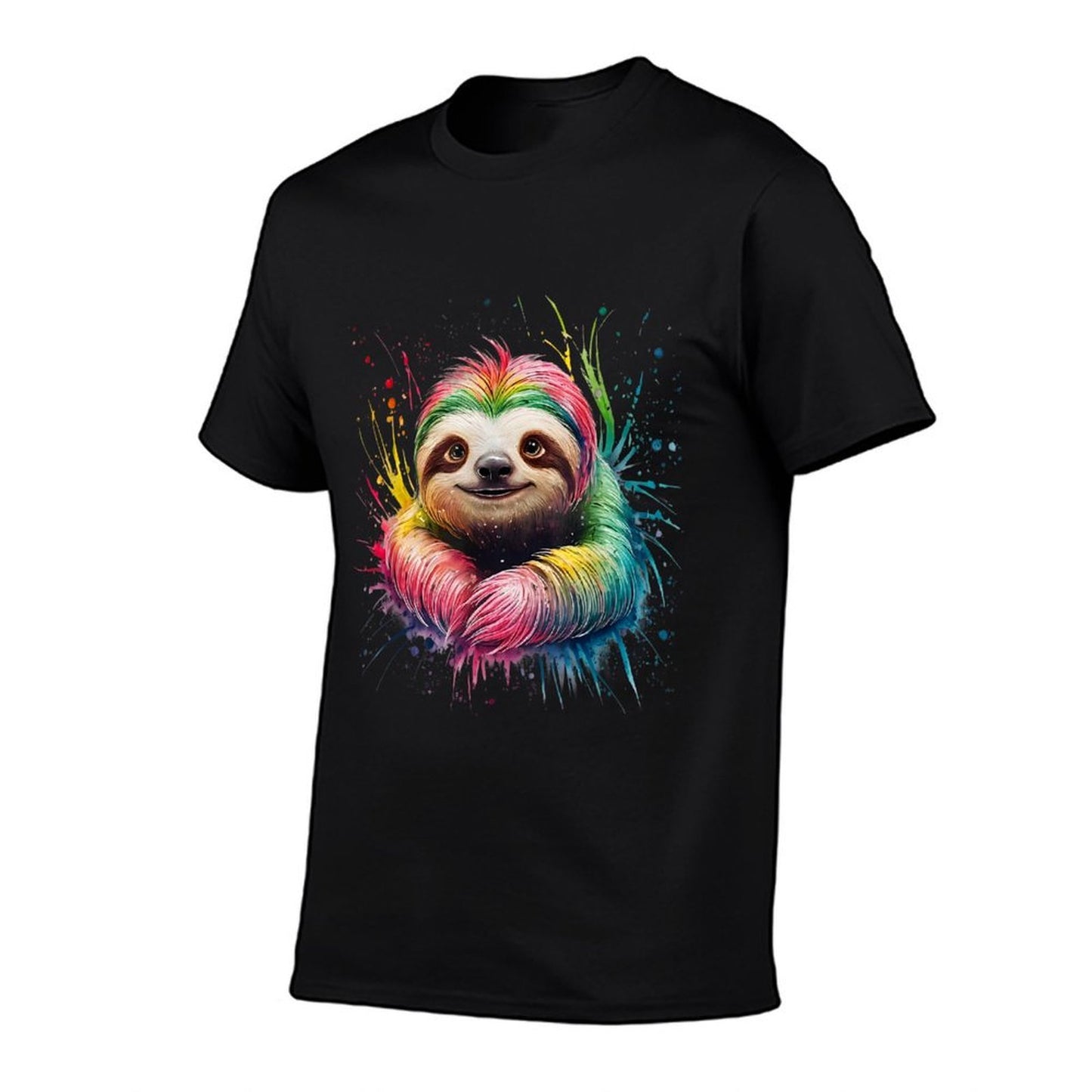 Sloth Men Woman Colorful Watercolor Sloth Heathered Texture T-Shirt