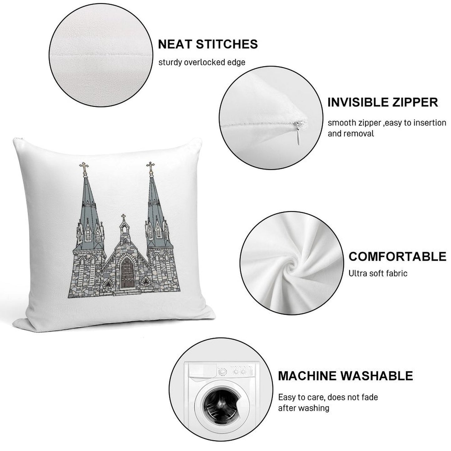 Villanova Church Soft Luxury Feel Throw Pillow