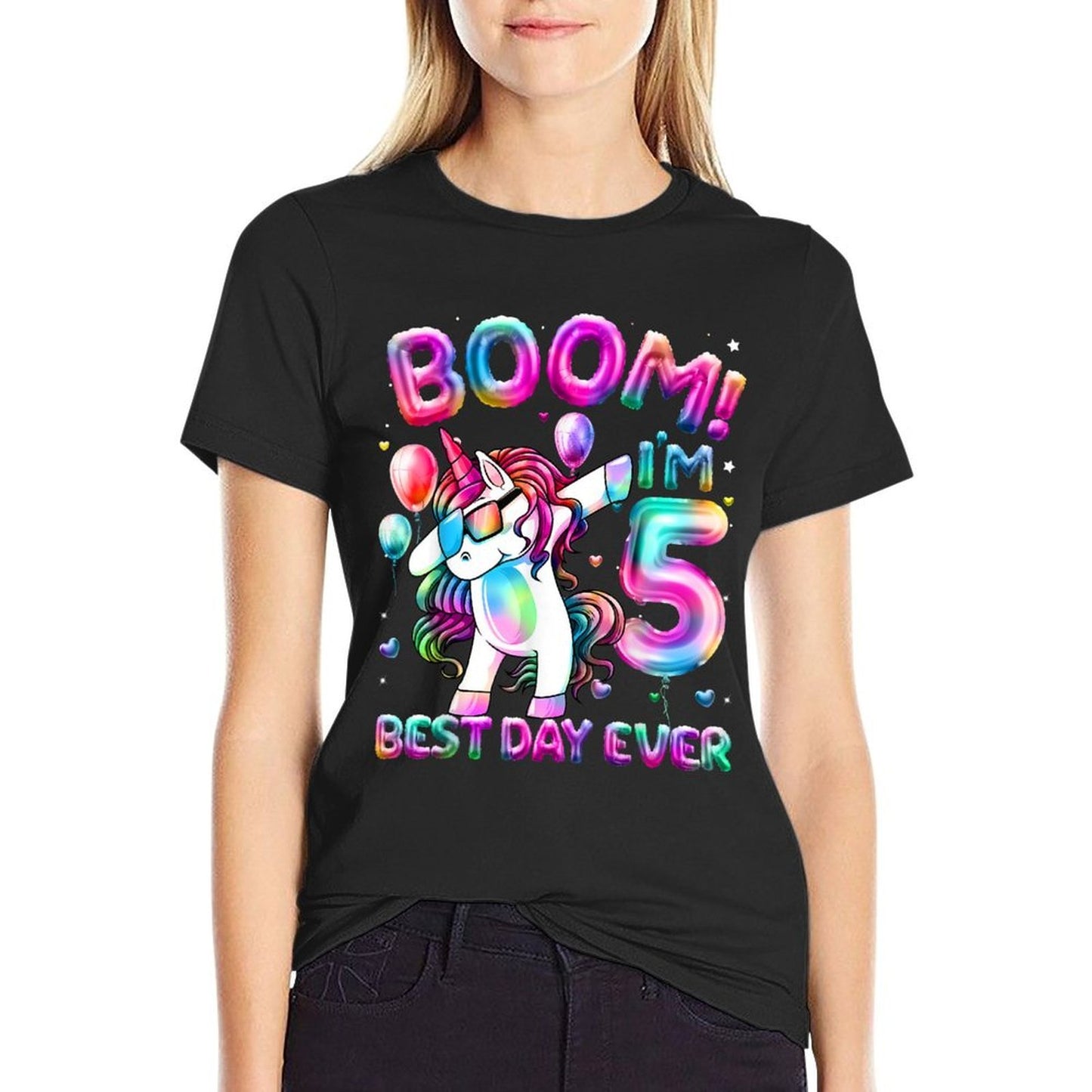 5 Years Old Dabbing Unicorn Gifts 5th Birthday Girl Party  Breathable T-Shirt