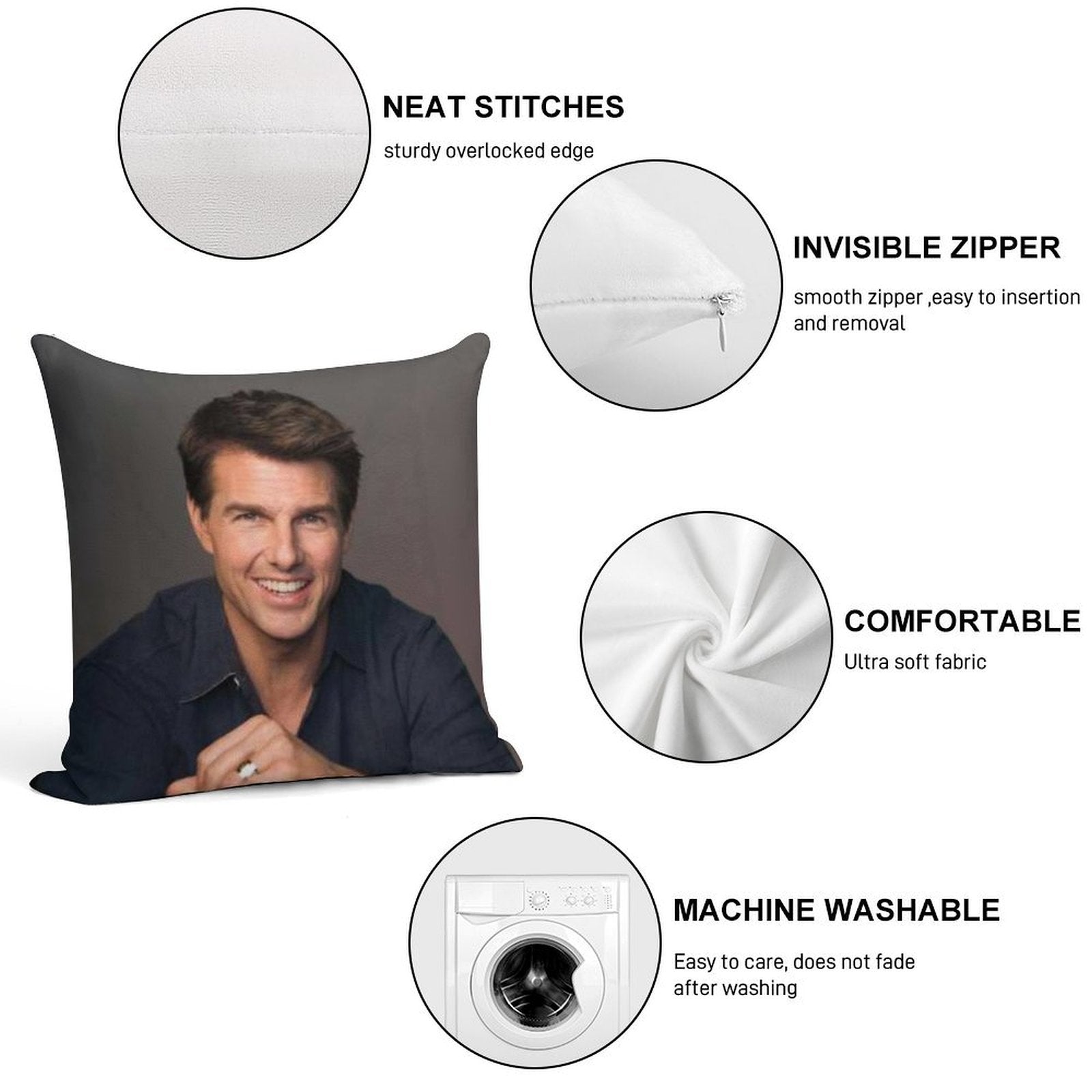 Handsome Actor Soft Skin-Friendly Throw Pillow