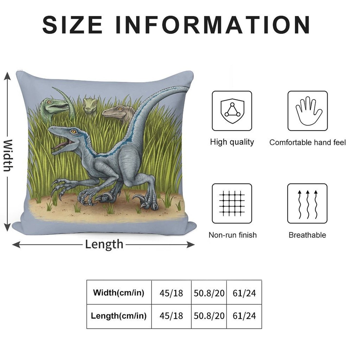 Jurassic World Velociraptors Soft Short Plush Fabric Throw Pillow