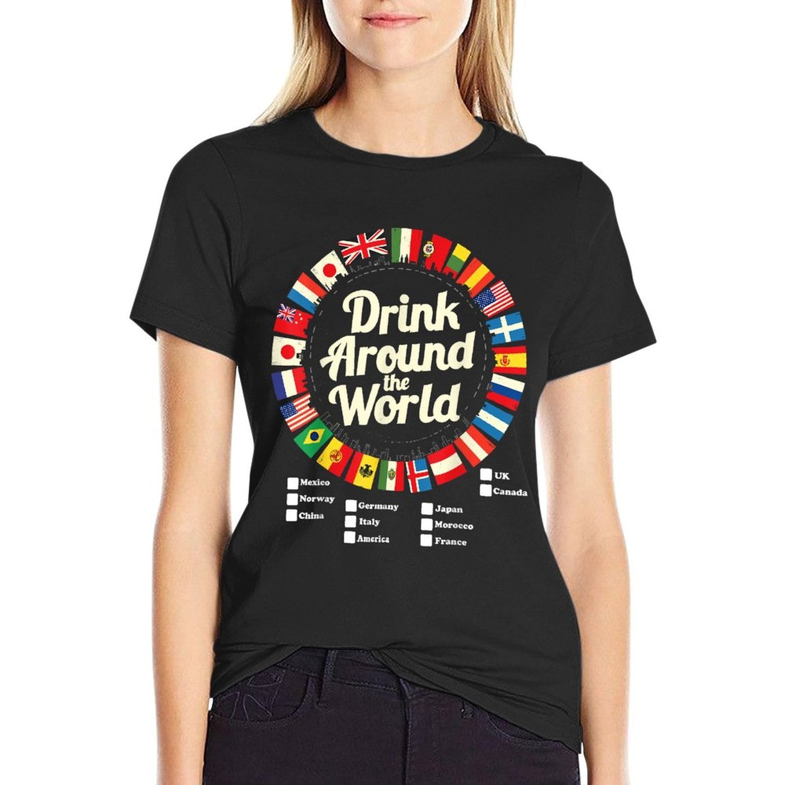 Adult Vacation Drinking Countries International National  Summer-ready Fabric T-Shirt