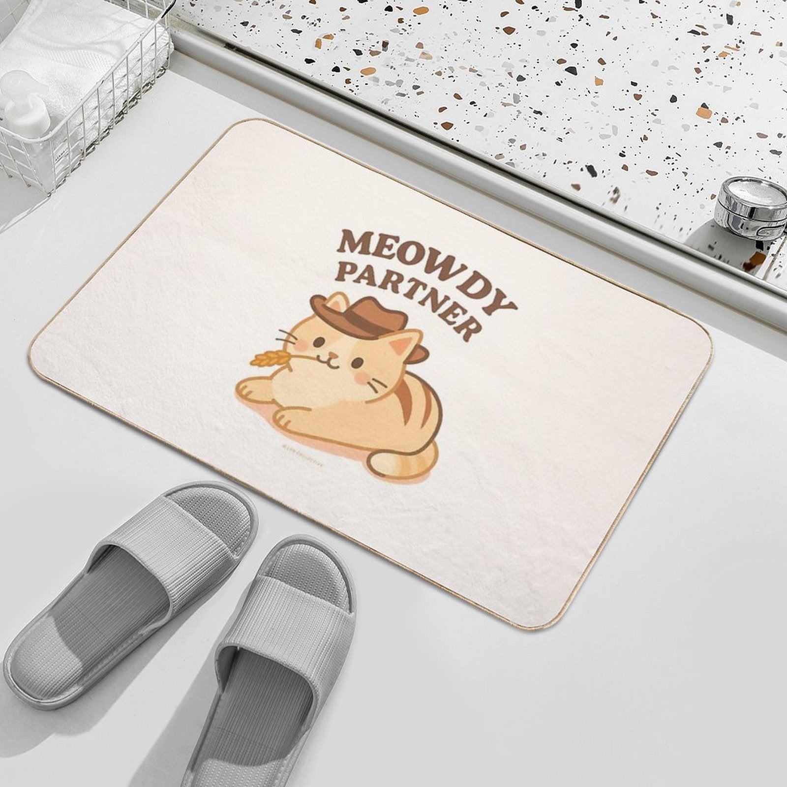 Meowdy Partner – Cowboy Cat Western Design  Anti-Trip Bath Mat