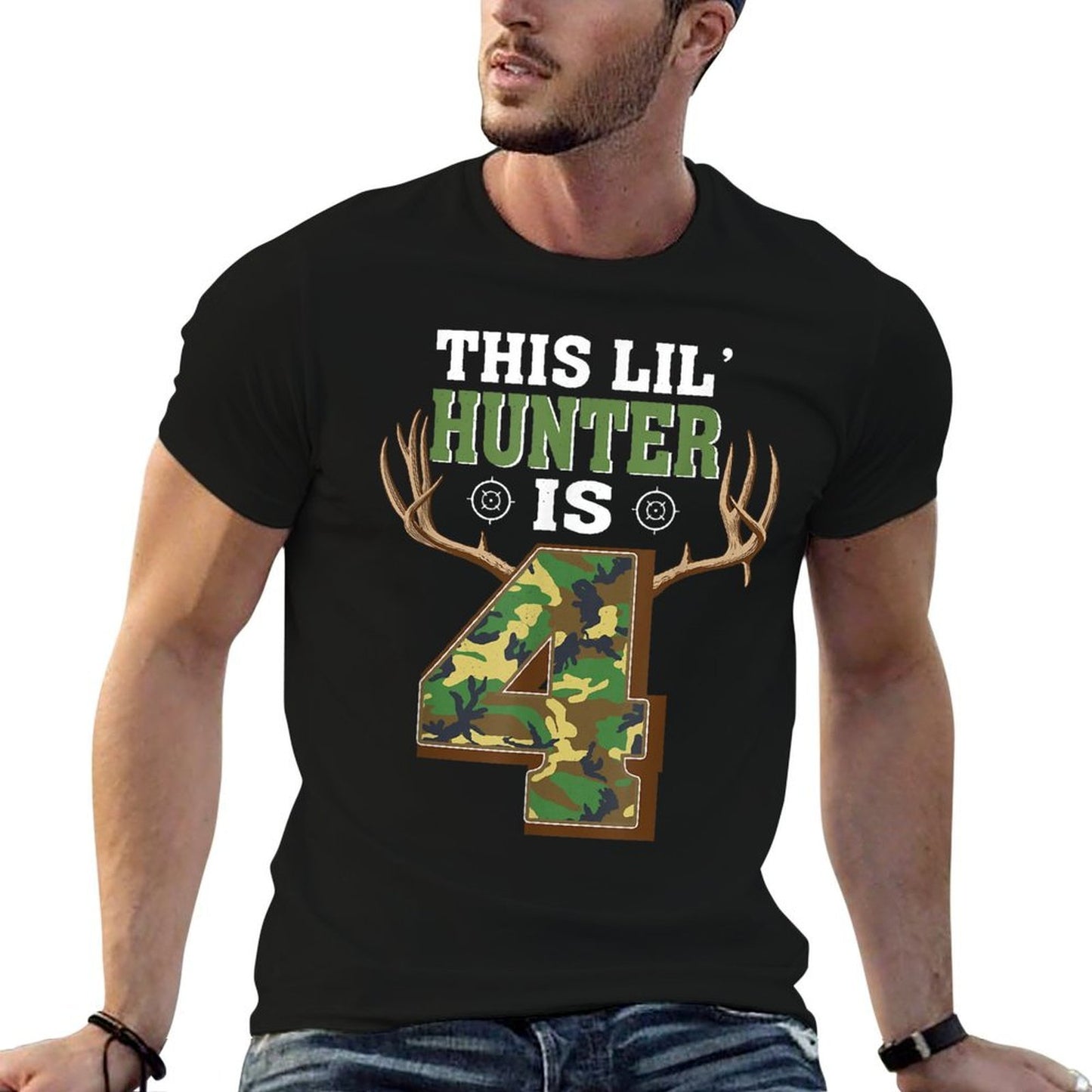 4th Birthday Hunting Deer 4 Year Old Hunter  Eco-friendly Material T-Shirt
