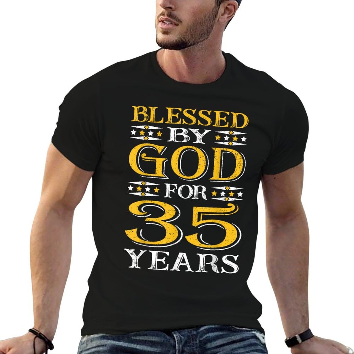 Vintage Blessed God 35 Years Happy Thirty Five 35th Birthday Durable T-Shirt