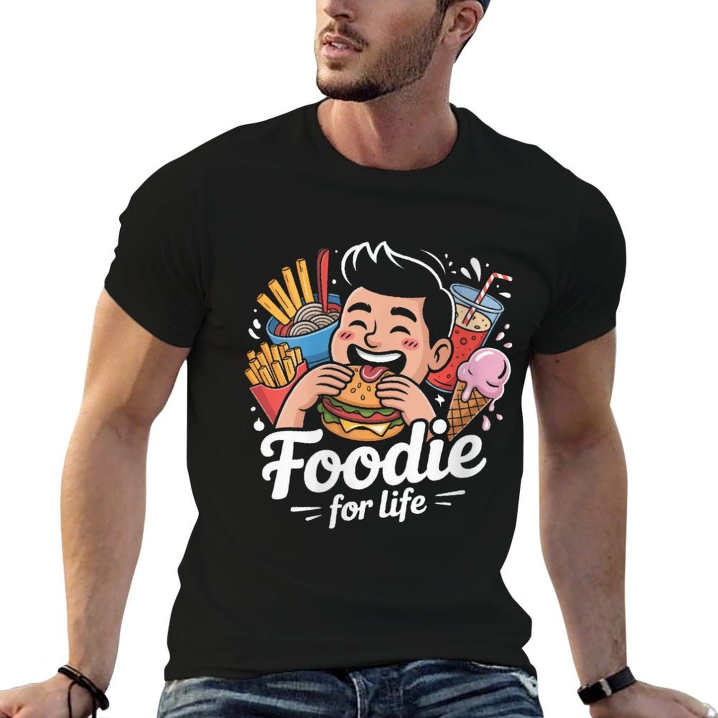Womens Foodie for Life Funny Cartoon Snack Lover Vintage-inspired T-Shirt