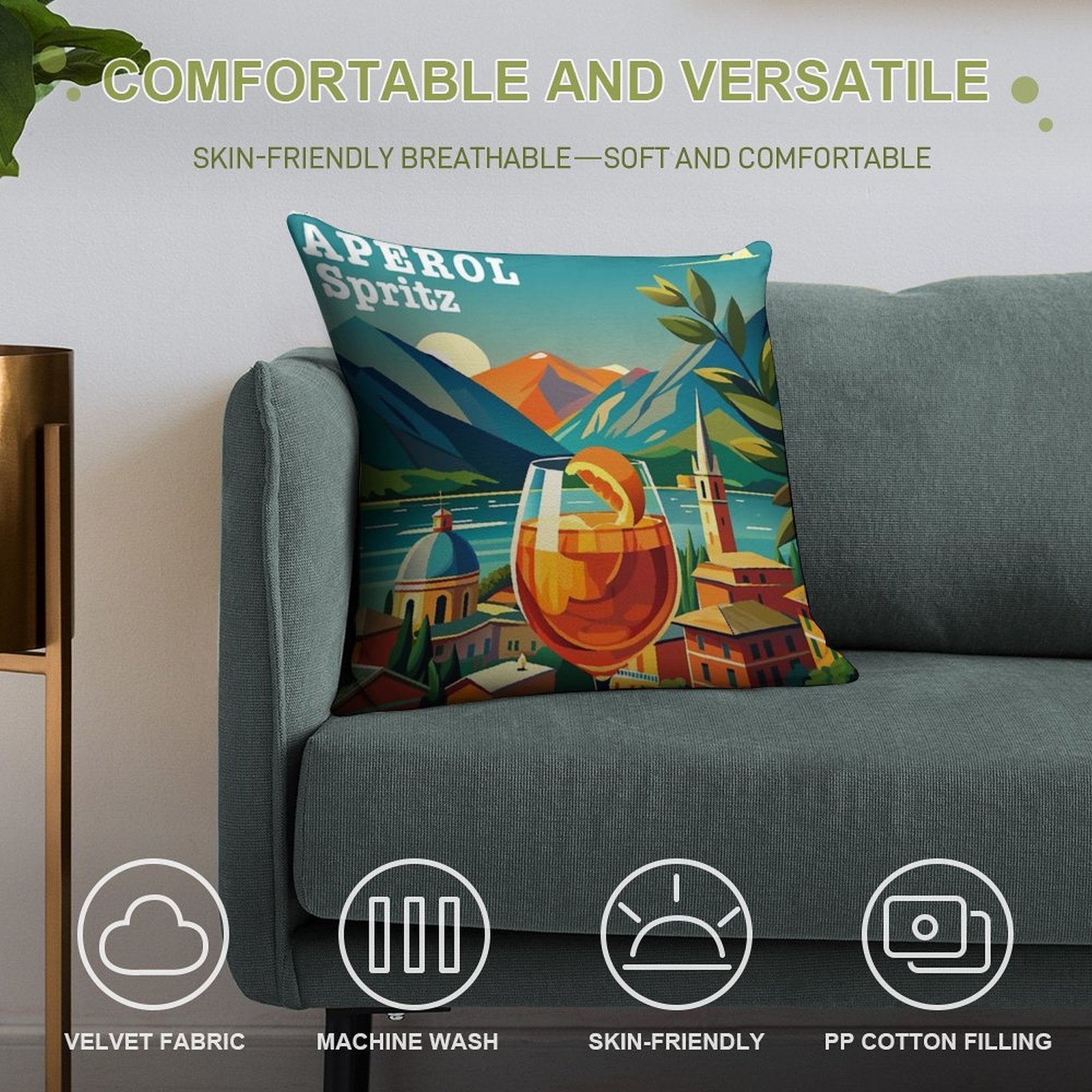 Aperol Spritz Poster Soft Home Decor Throw Pillow