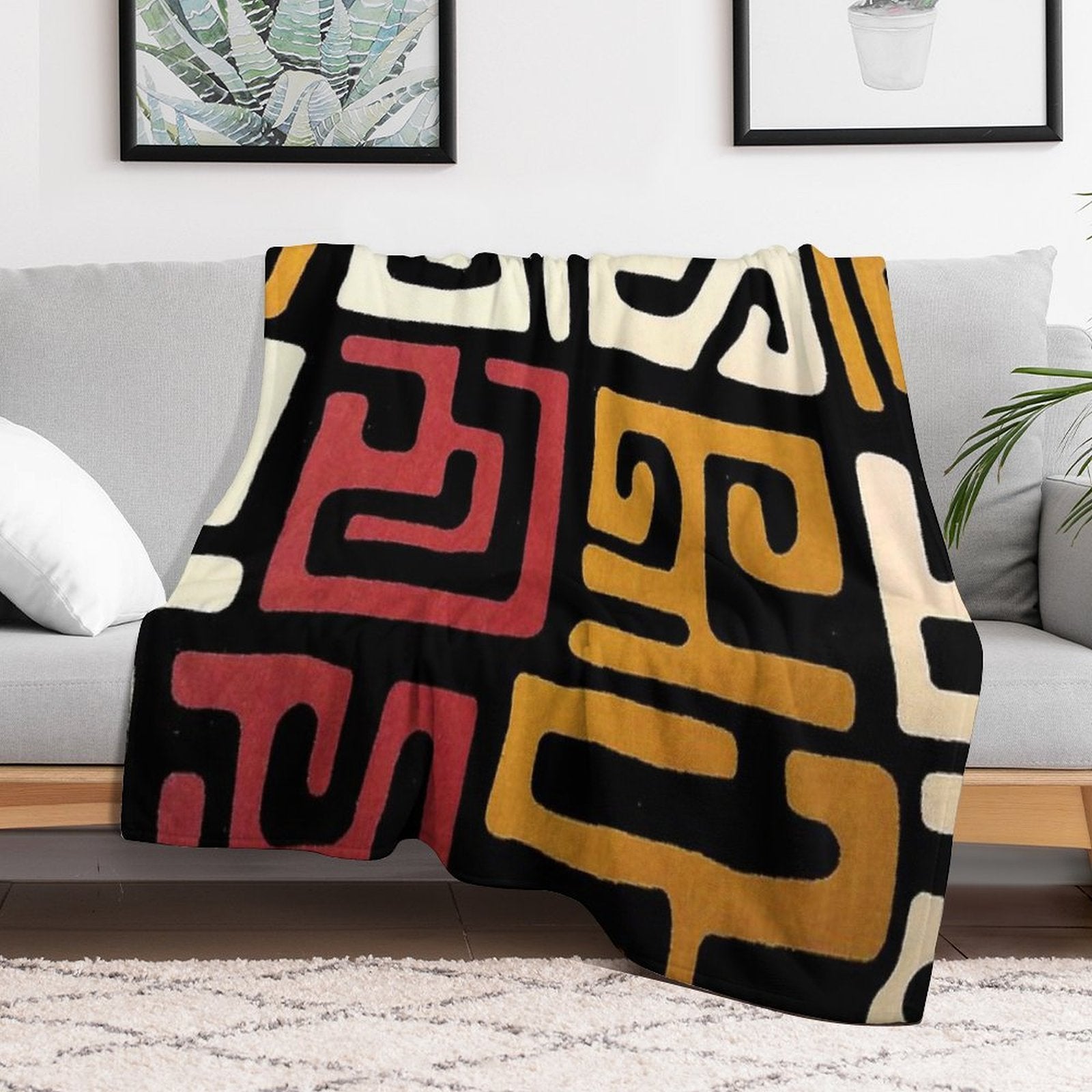 African Mudcloth All-season Throw Blanket