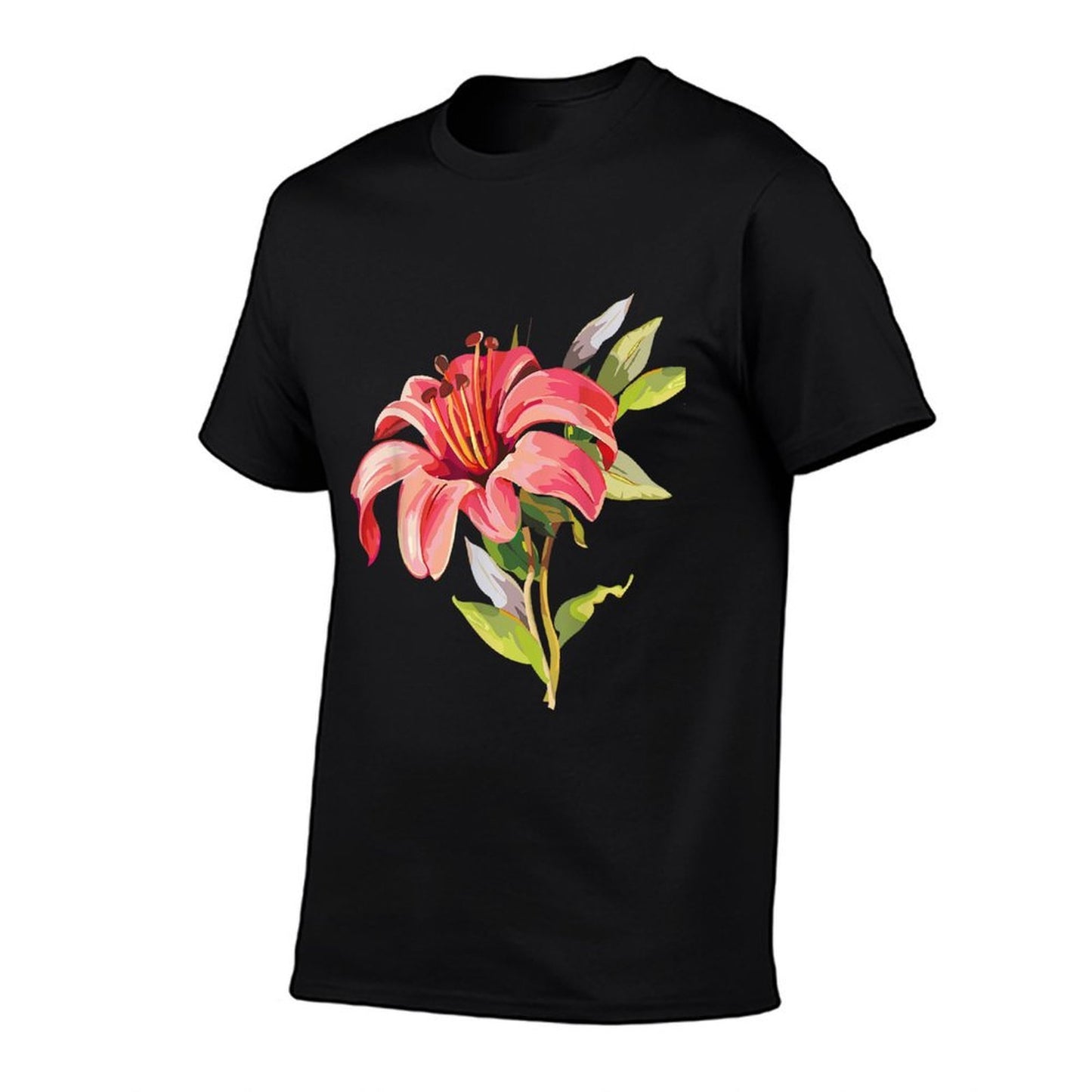 Variety of Lillies Graphic Flower Print Flowered  Fade-proof Color T-Shirt