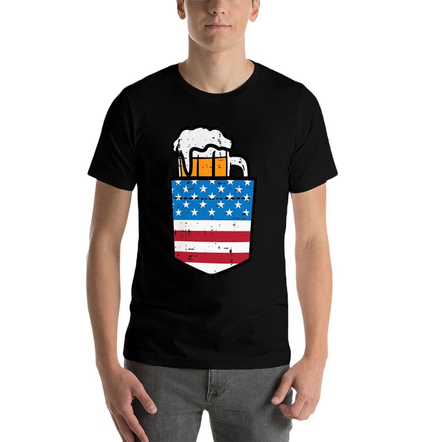 4th Of July American Pocket Funny Patriot Dad Team Men  Trendy Pattern T-Shirt