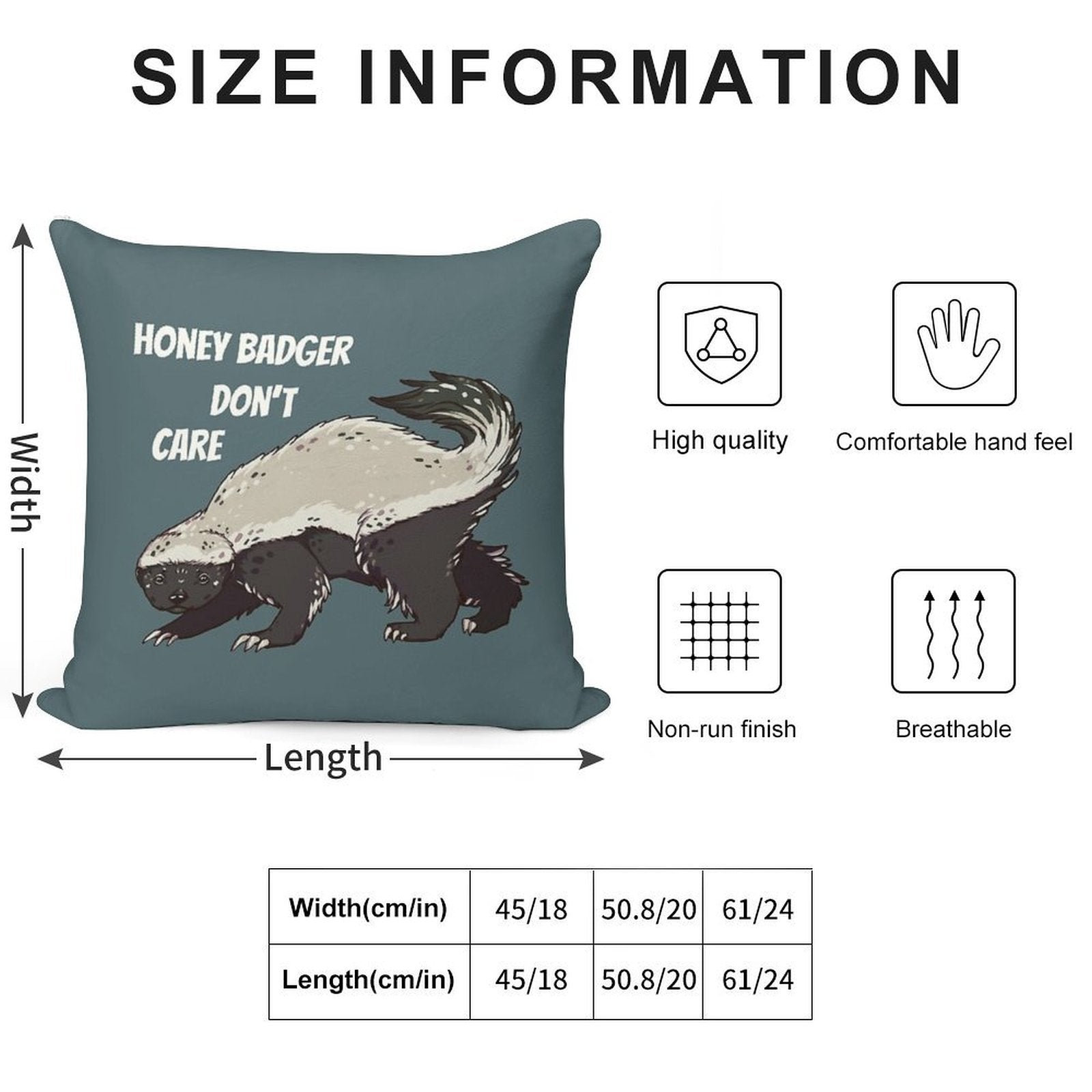Honey Badger Dont Care - Animal Series Soft Gift Ready Throw Pillow