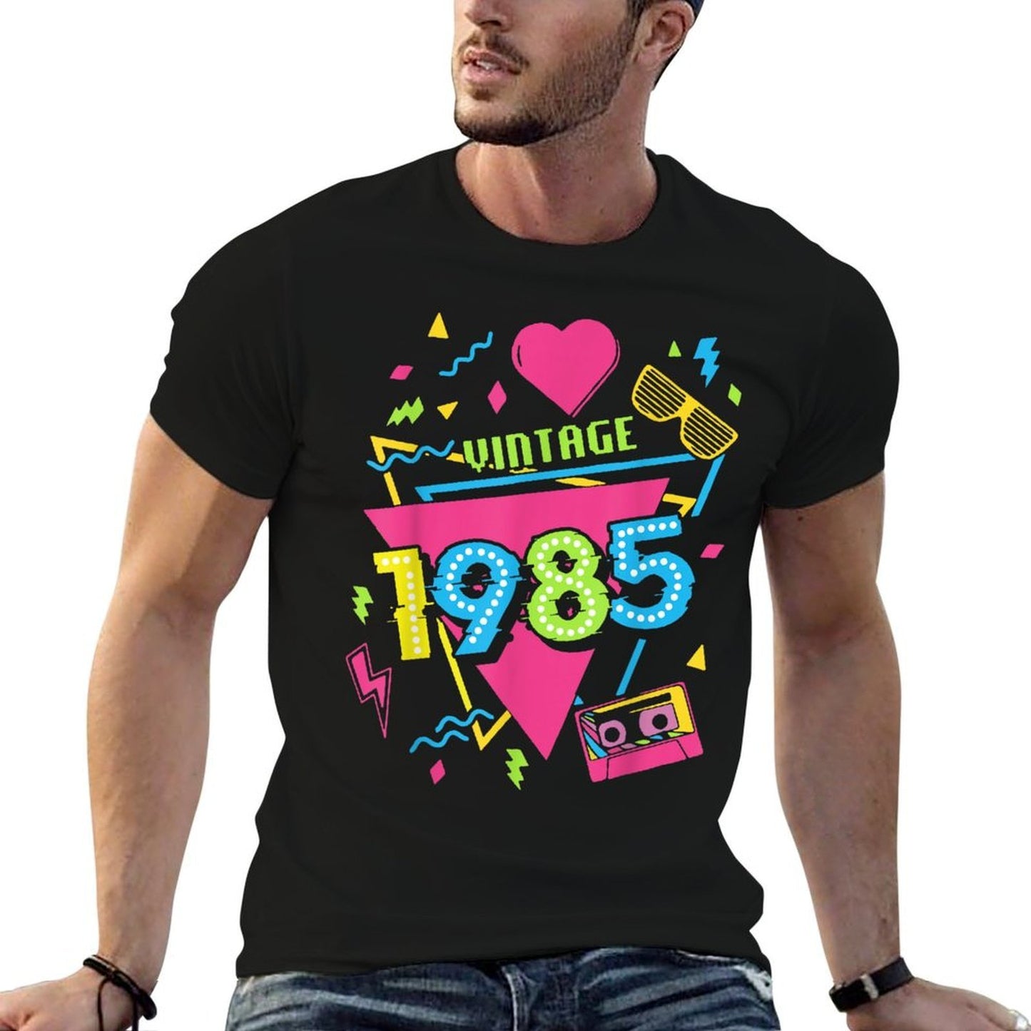 39th Birthday Vintage 1985 80's Vintage Retro I Love The 80s Oversized Silhouette T-Shirt