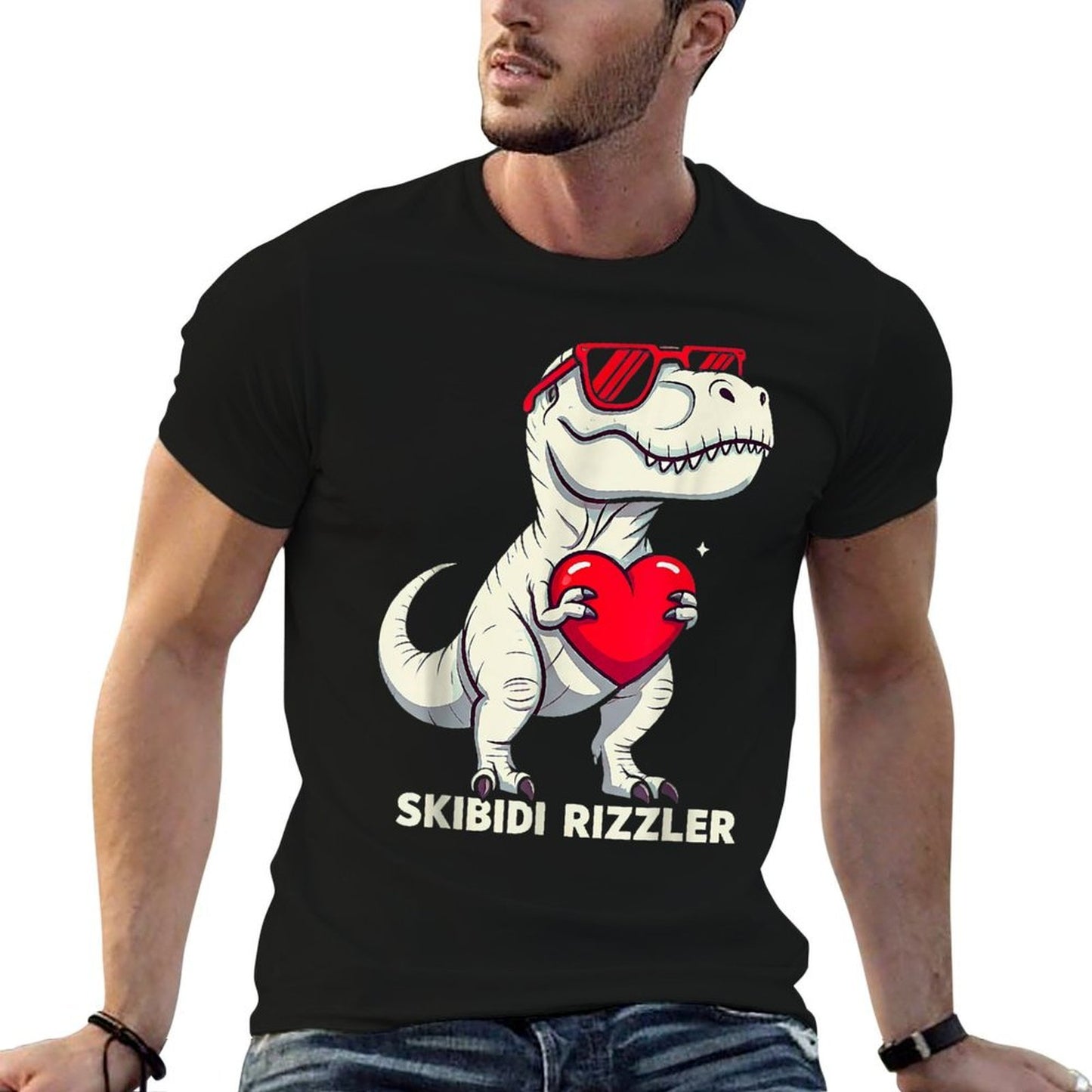 Skibidi Rizzler Trex Valentine Meme Funny Gifts Men Boy Affordable Price T-Shirt