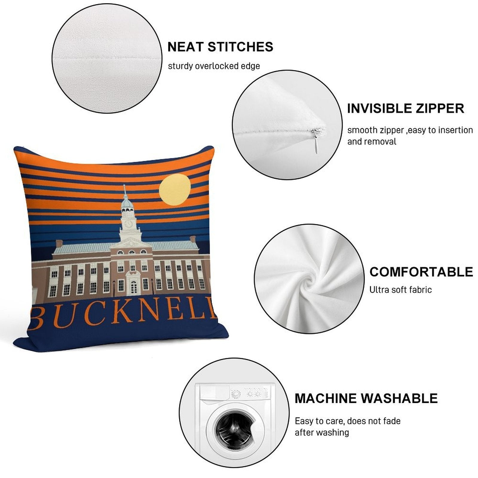 Bucknell Sunset Soft Washable Throw Pillow