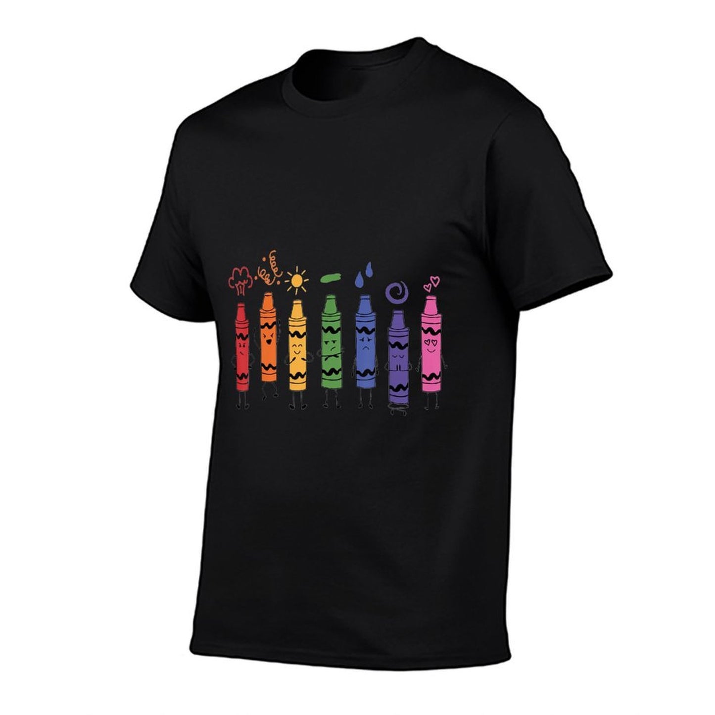Womens Fashionable Crayon Mood Color Crayons Teacher Life Trendy Pattern T-Shirt