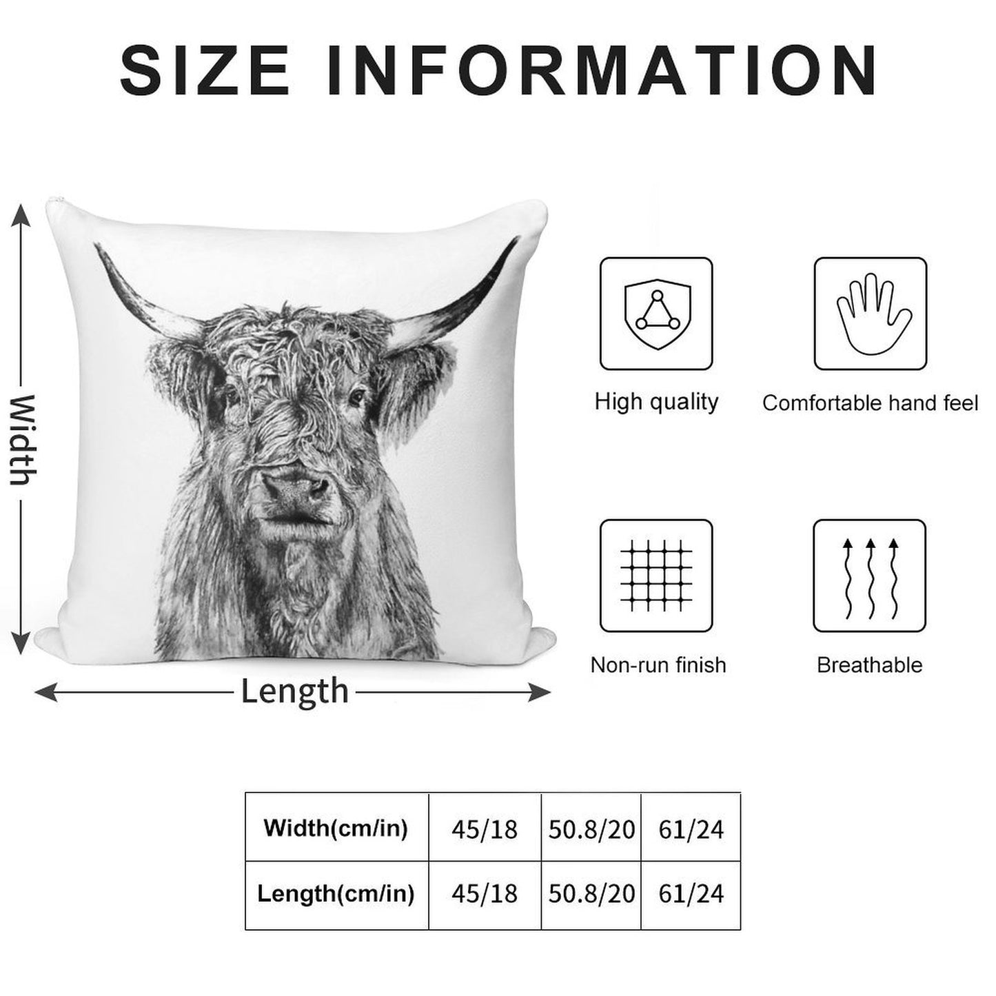 Scottish Highland Cow Soft Gift Ready Throw Pillow