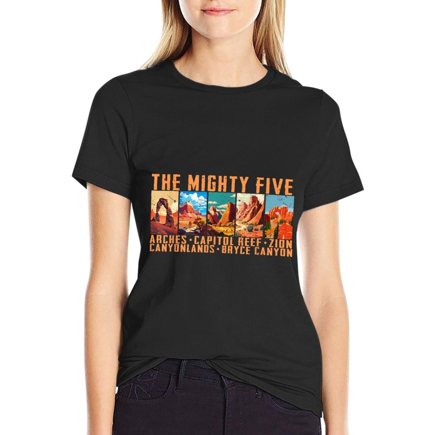 Vintage Moab Souvenir Big 5 Utah Mighty Five National Park Breathable T-Shirt