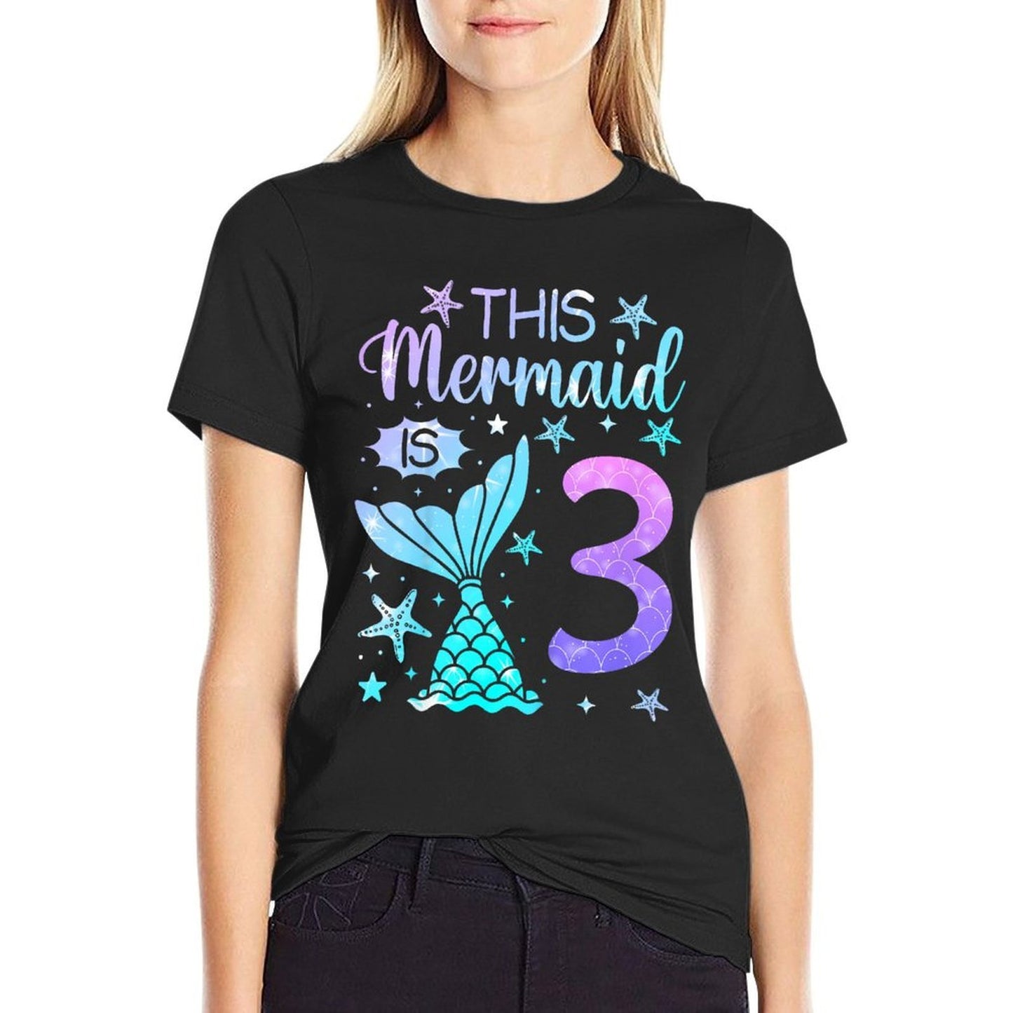 3rd Birthday Girl 3yr Three 3 Year Old Mermaid Bday Relaxed-fit T-Shirt