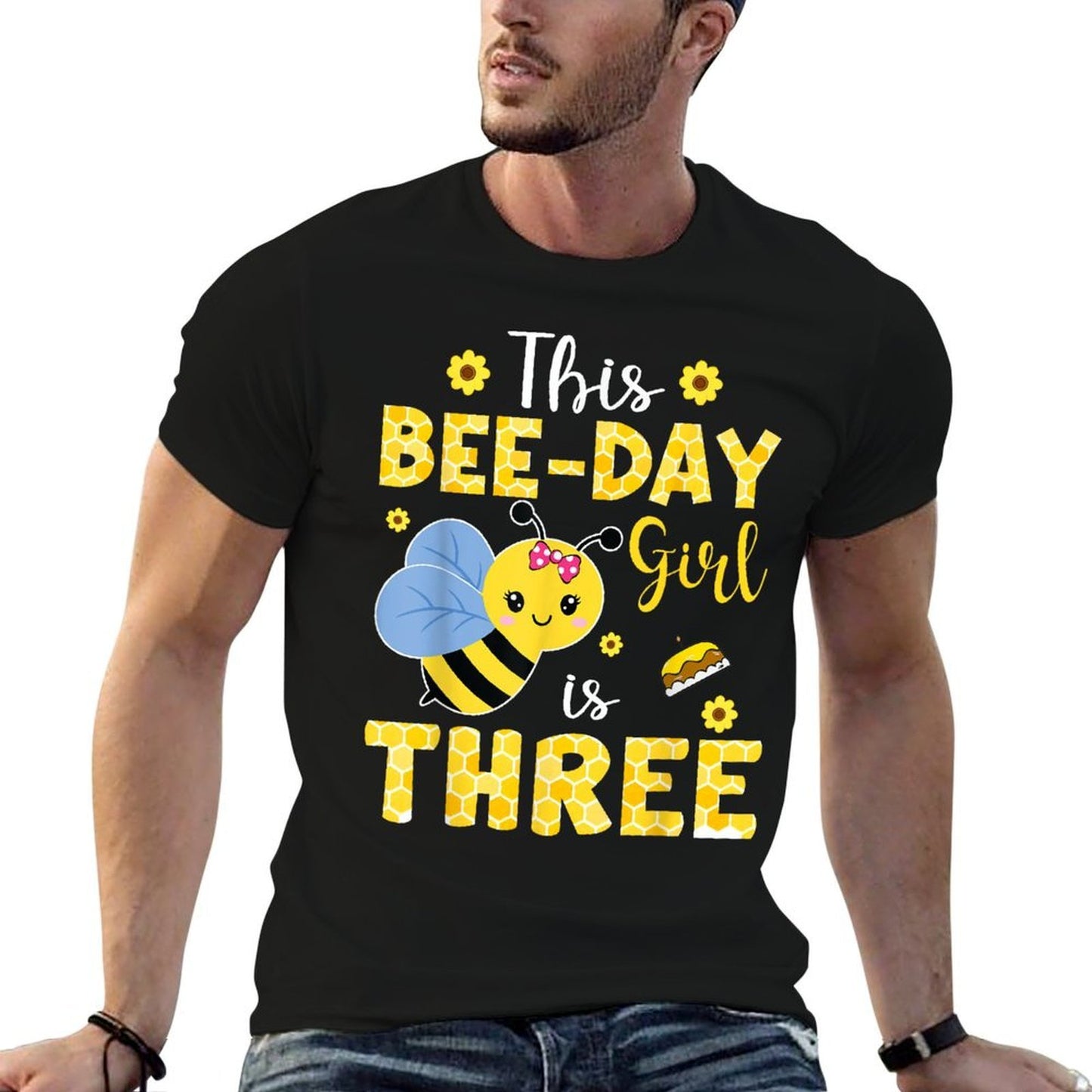 This Bee-Day Girl Is Three 3 Years Old 3rd Birthday Kids Moisture-wicking T-Shirt