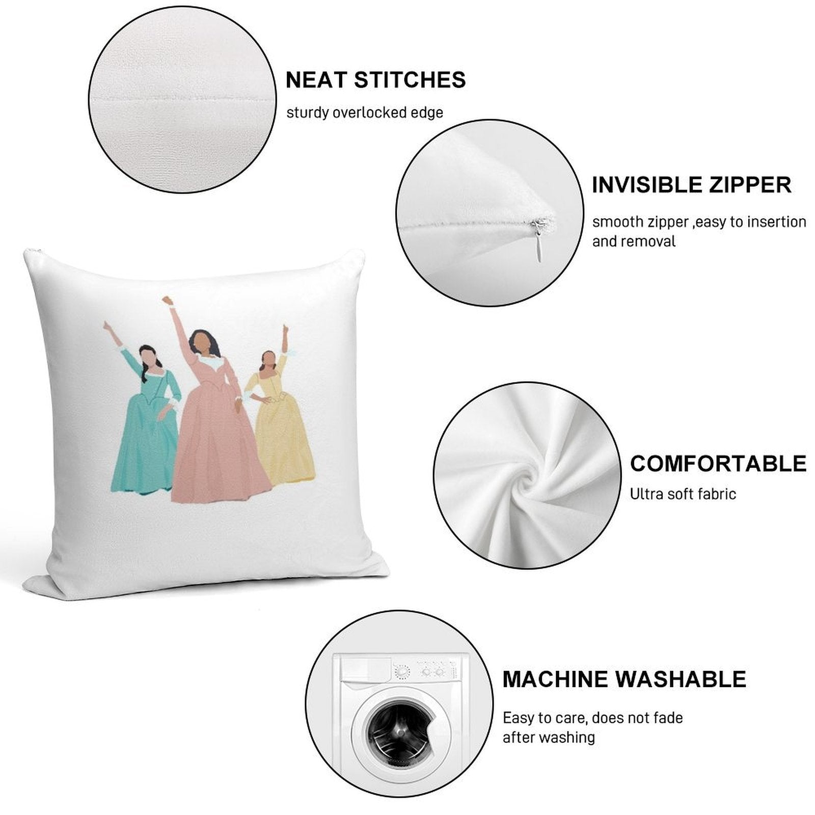 Schuyler Sisters! Soft Skin-Friendly Throw Pillow