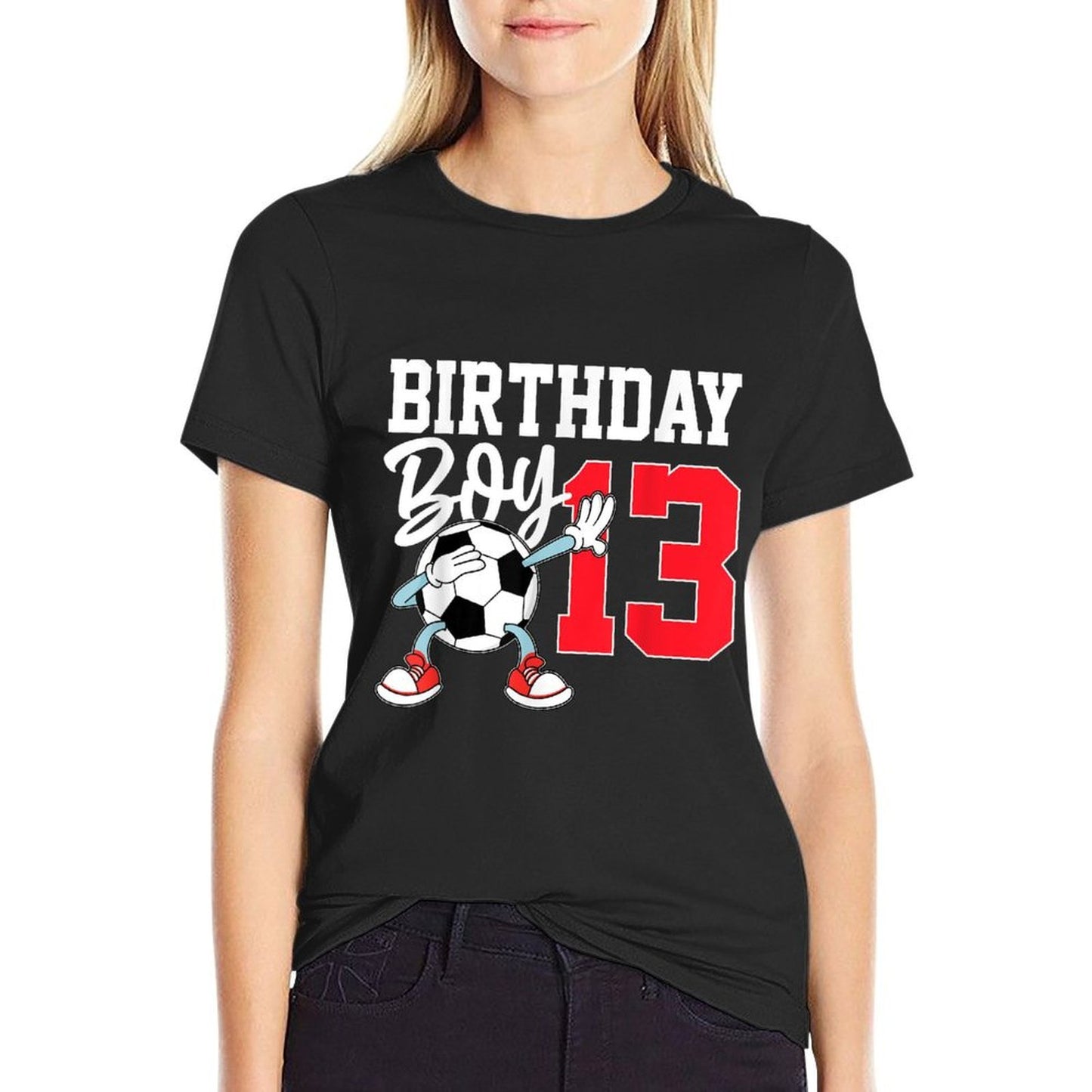 13th Birthday Boy Football Soccer 13 Year Oldnager Lightweight T-Shirt