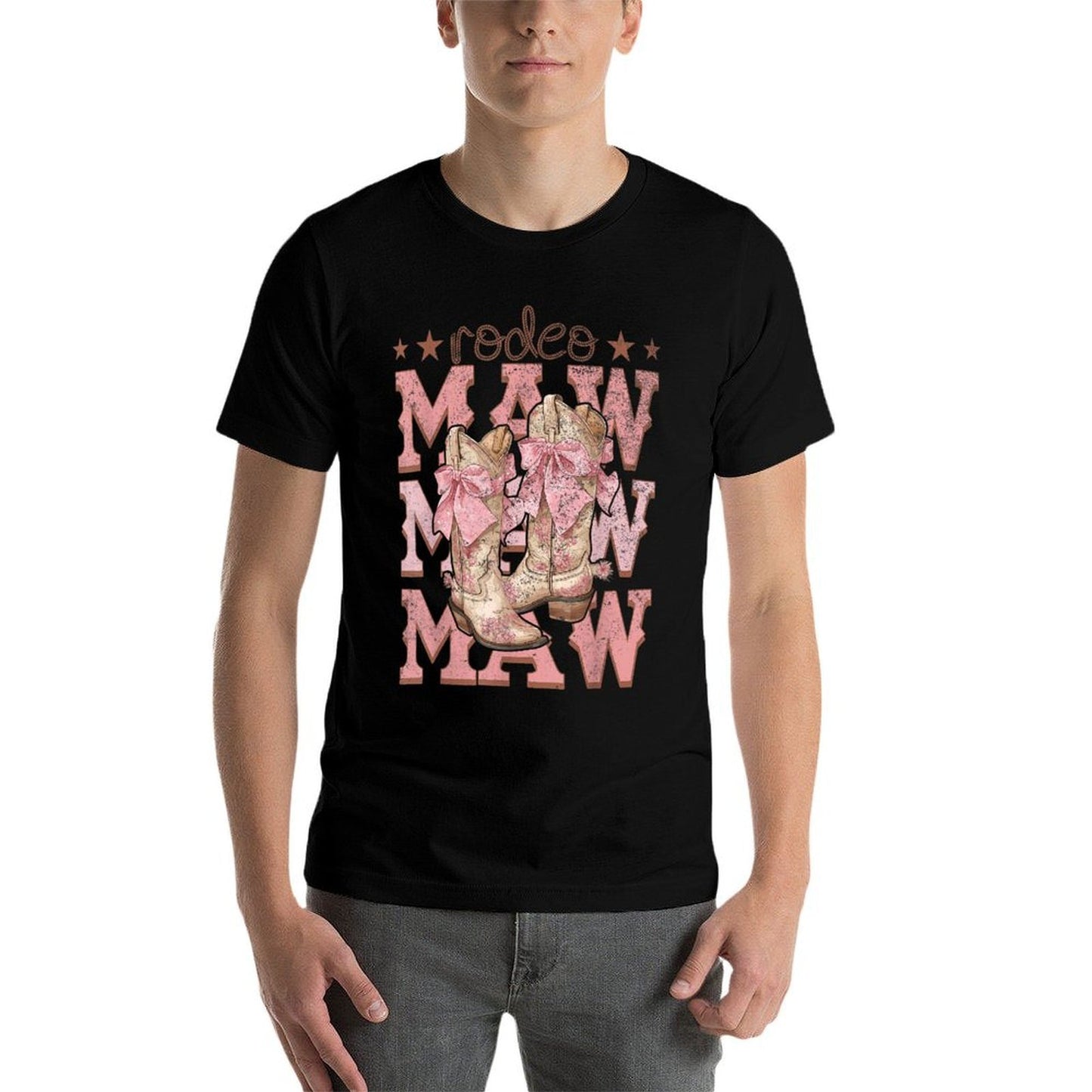 Rodeo Maw Pink Boots Coquette Cow-Girl Birthday Party Rolled Sleeves T-Shirt