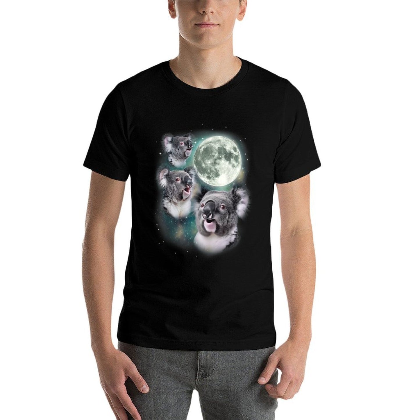 Three Koala Moon Cute Quirky Meme Howling Wildlife Koala Slim-fit Cut T-Shirt