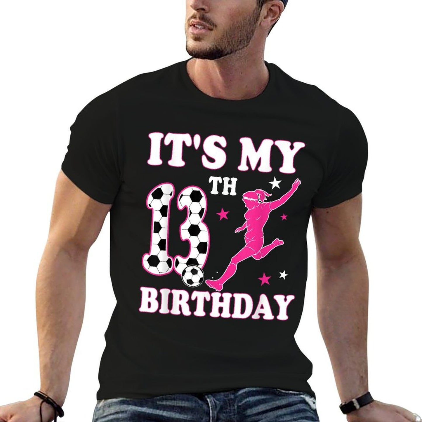 13th Birthday Soccer Themed 13 Year Old Girl Birthday Polyester Blend T-Shirt