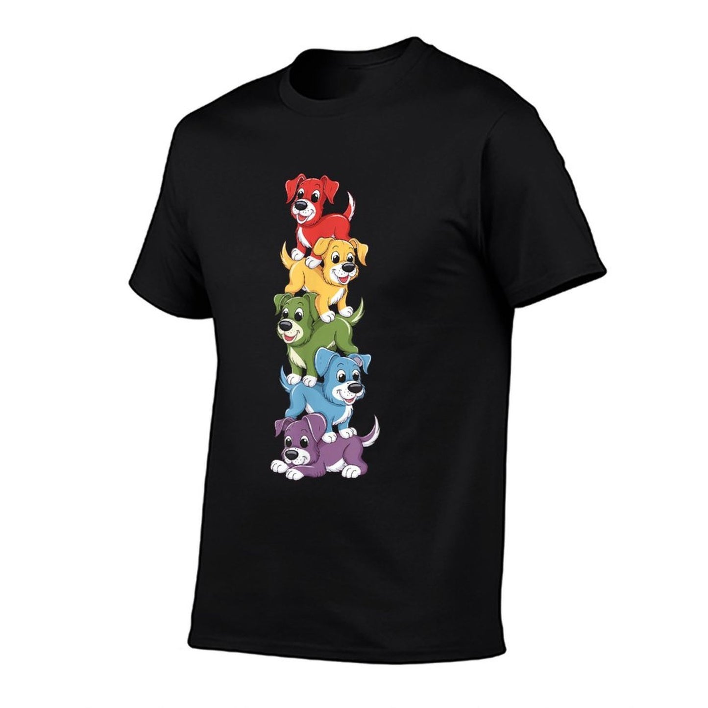 Vintage LGBT Dog Stack Rainbow Gay Pride For Dog Lover Graphic-printed T-Shirt