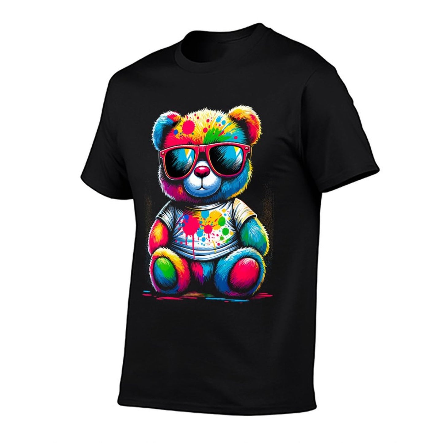 Womens Colorful Teddy Bear with Sunglasses Moisture-wicking T-Shirt