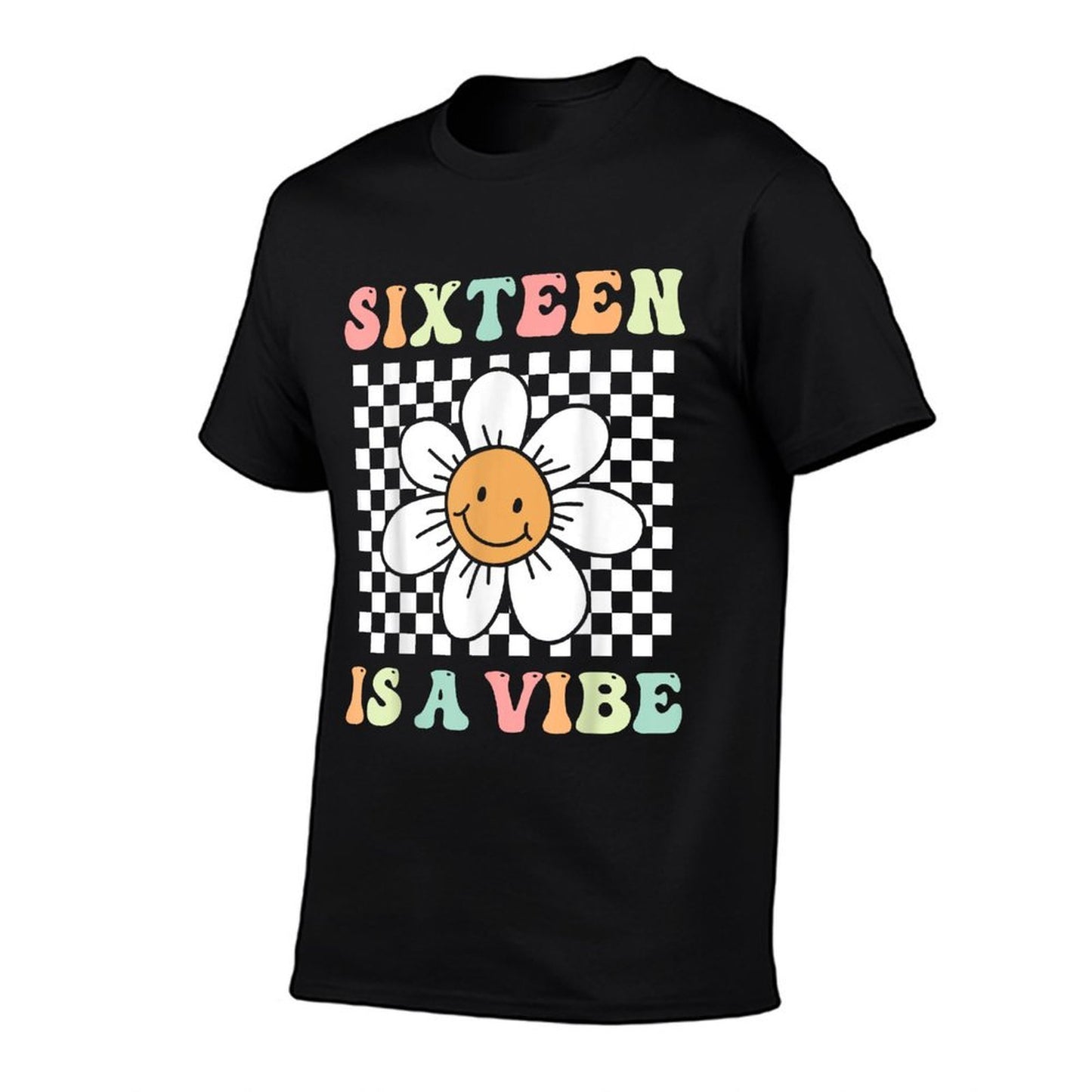 Sixteen Is A Vibe Groovy 16th Birthday Party Daisy Flower Fade-proof Color T-Shirt