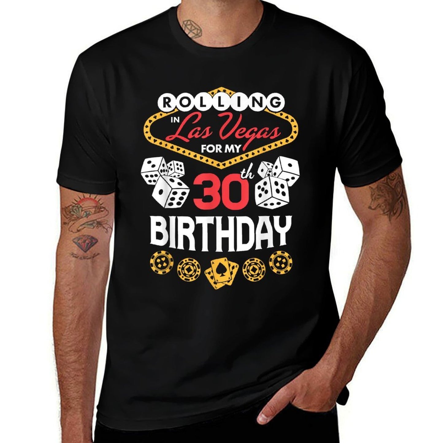 Rolling in Las Vegas for My 30th Birthday Oversized Silhouette T-Shirt