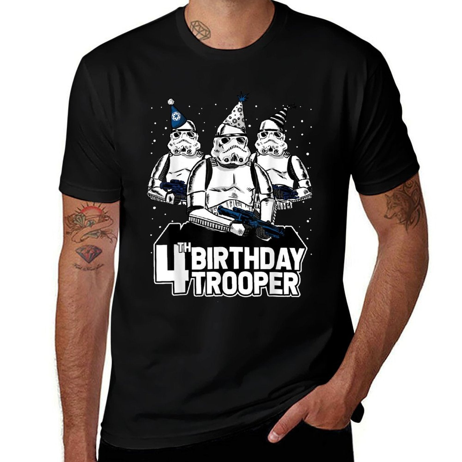 Star Wars Stormtrooper Party Hats Trio 4th Birthday Trooper High-quality Stitching T-Shirt