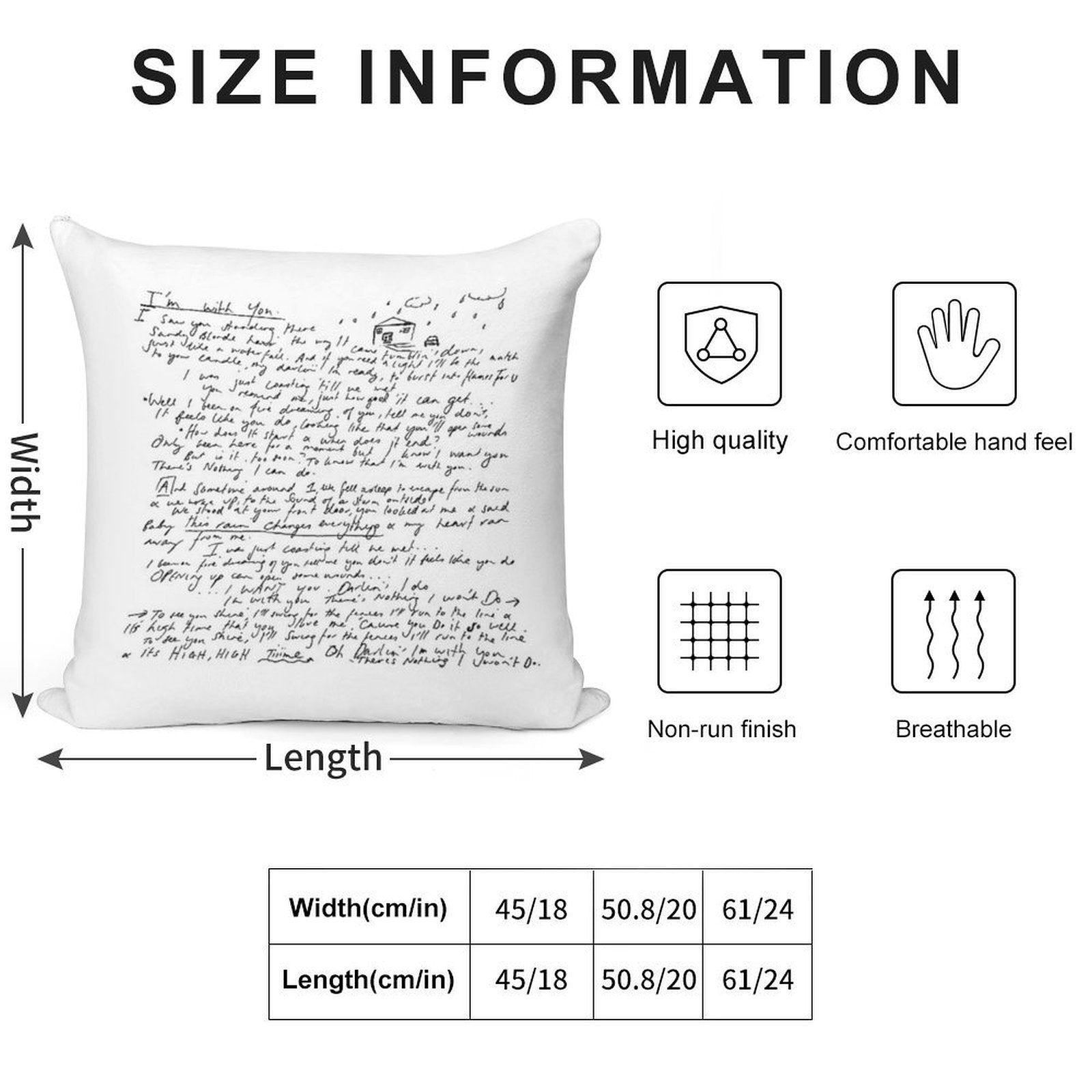 I'm With You - Vance Joy - Handwritten Soft Luxury Feel Throw Pillow