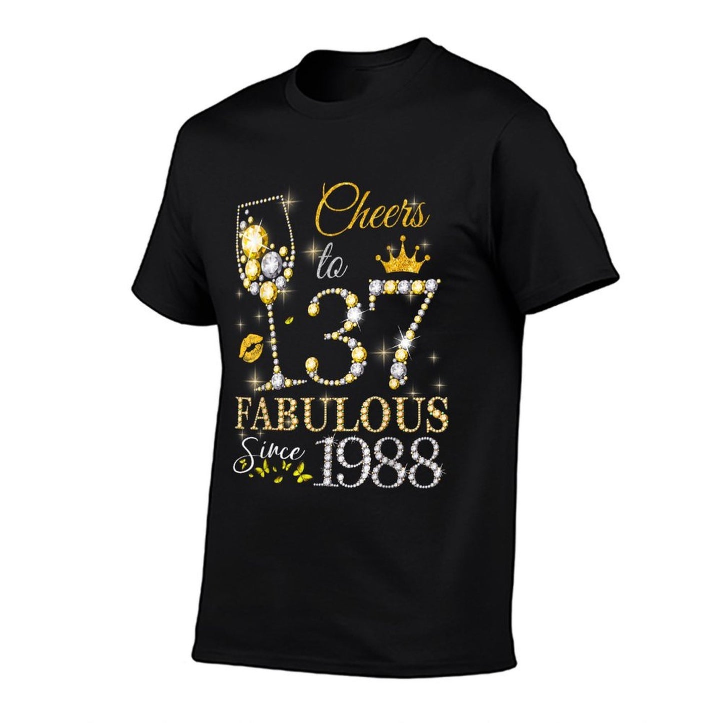 Womens Cheers to 37 Years Old EST 1988 37th Birthday Queen Affordable Price T-Shirt