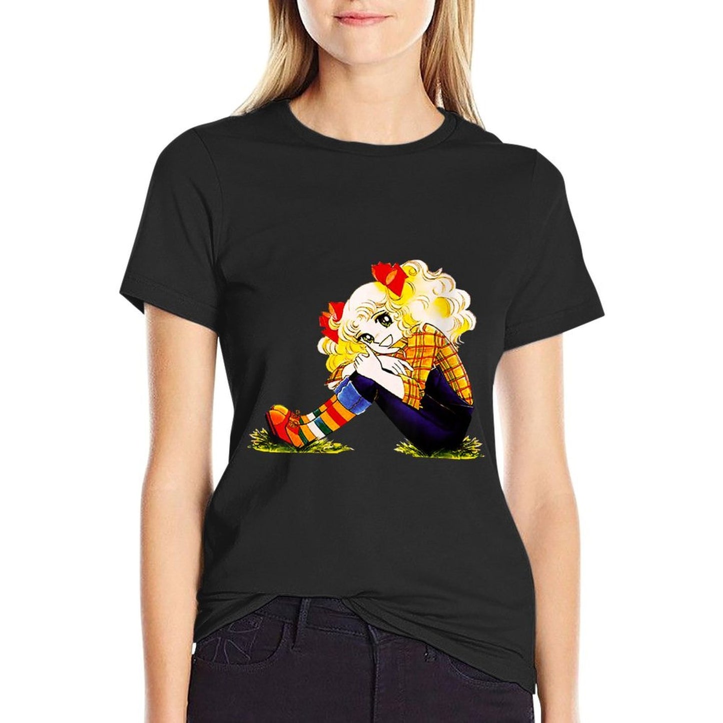 Womens Japanese Candy Retro Vintage 80s Streetwear Anime Manga Trendy Pattern T-Shirt