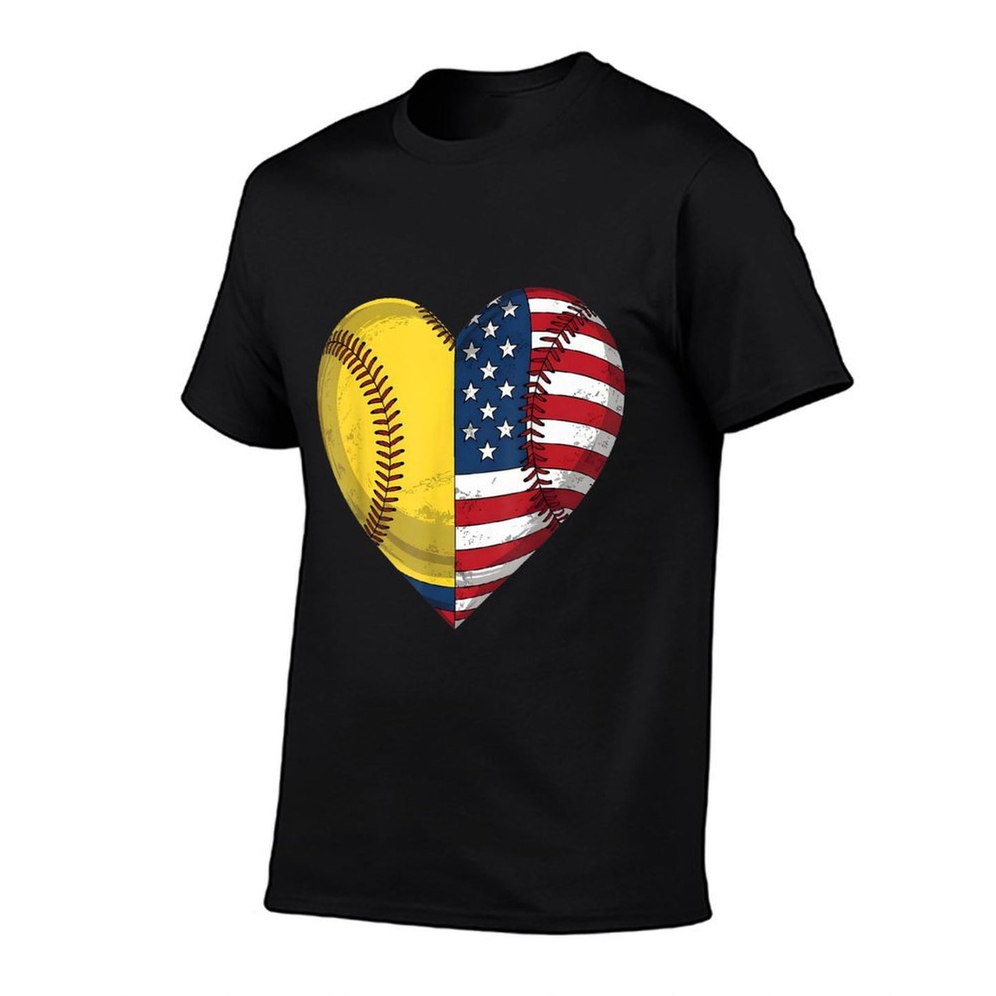 Softball Heart American 4th Of July for Womenn Girl Summer-ready Fabric T-Shirt
