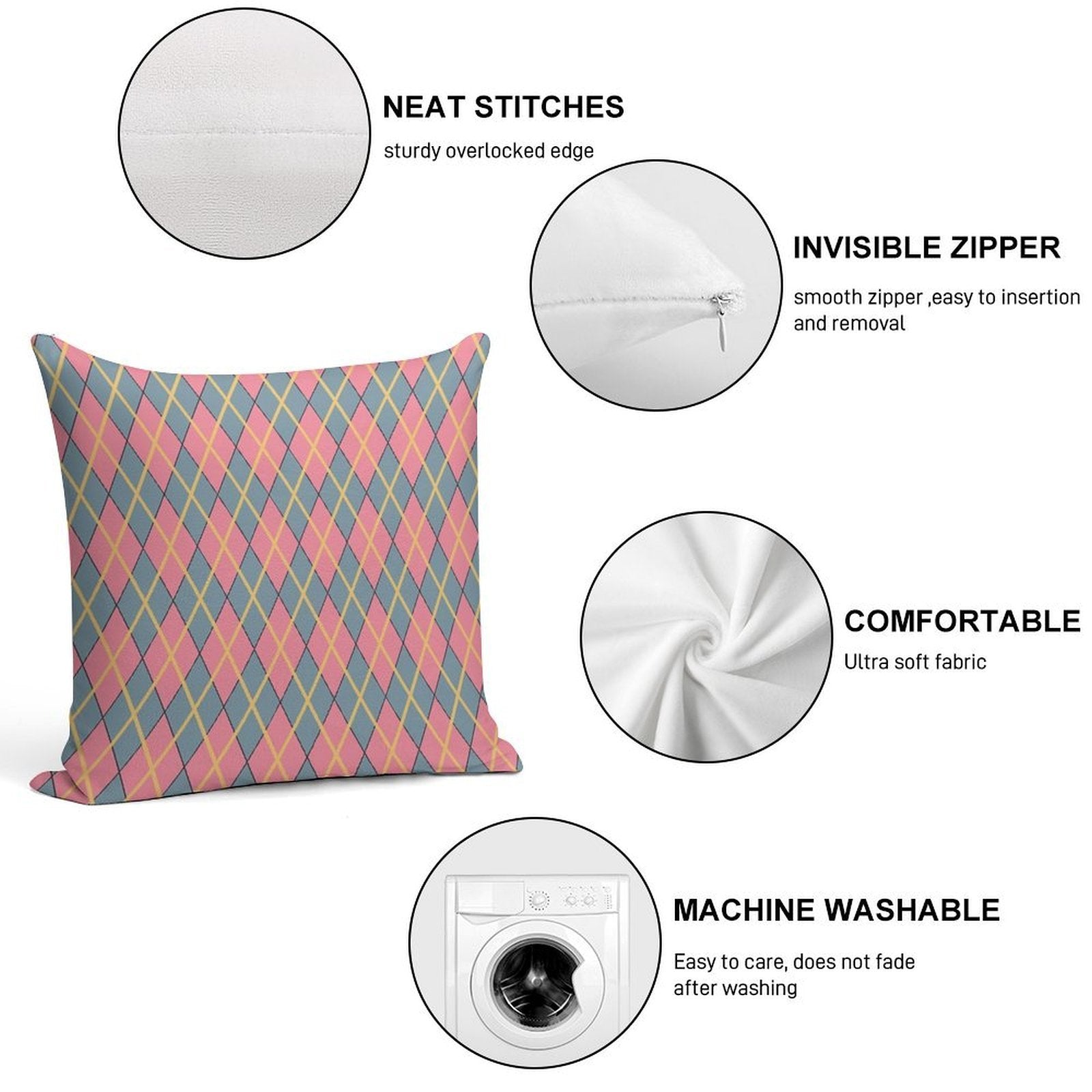 Howl's Argyle Soft Hidden Zipper Throw Pillow