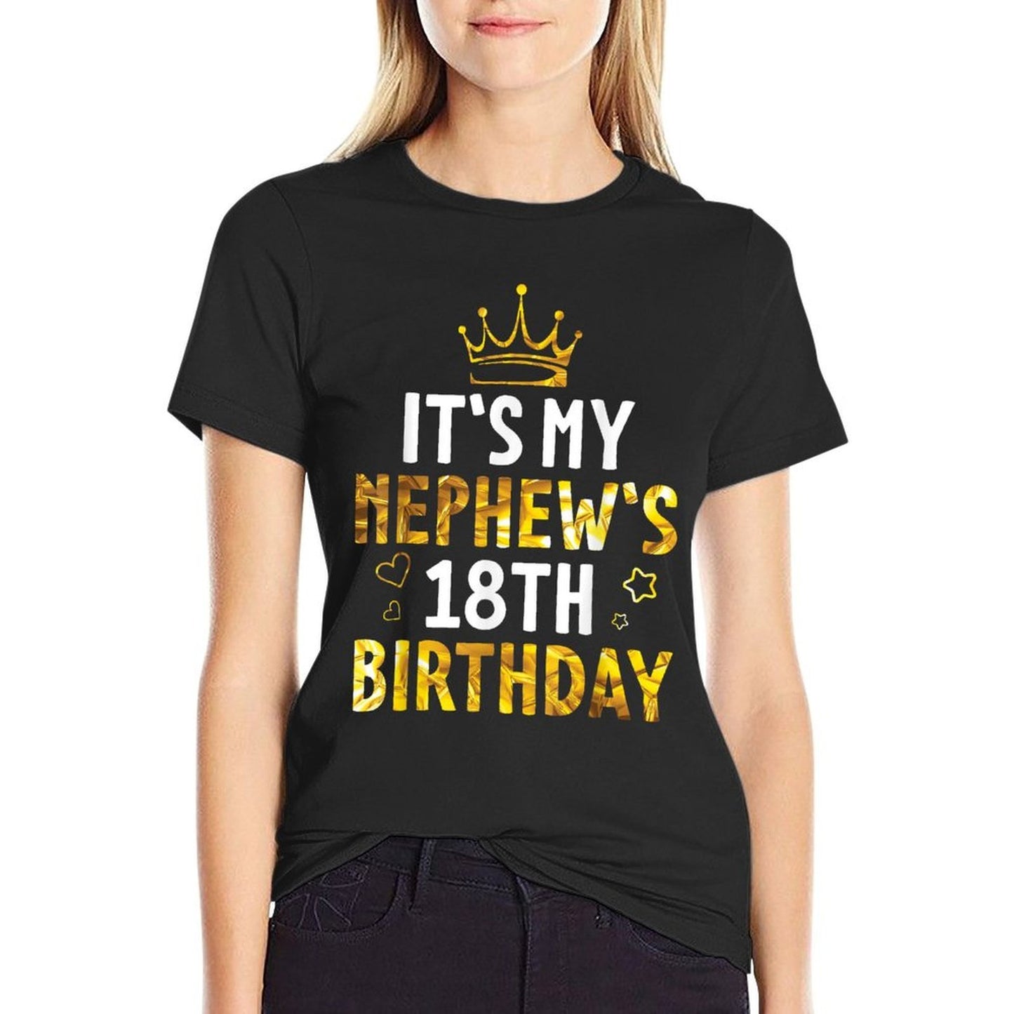Star Heart Happy 18 Years Old It's My Nephew's 18th Birthday Comfortable T-Shirt