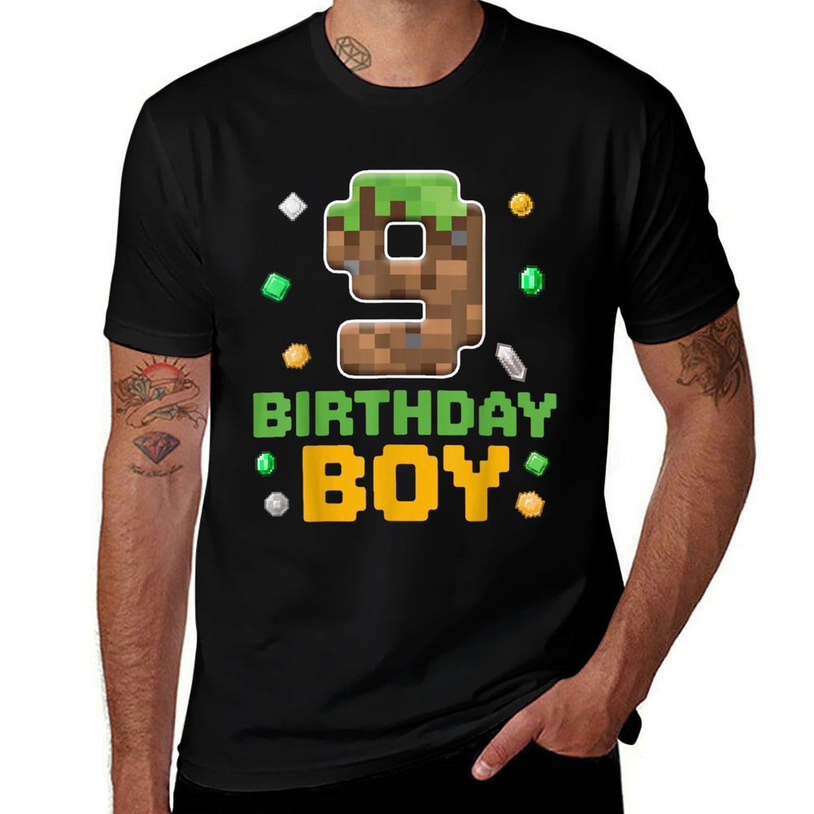 9th Birthday 9 Years Old Video Gamer Pixel Birthday Boys  Moisture-wicking T-Shirt