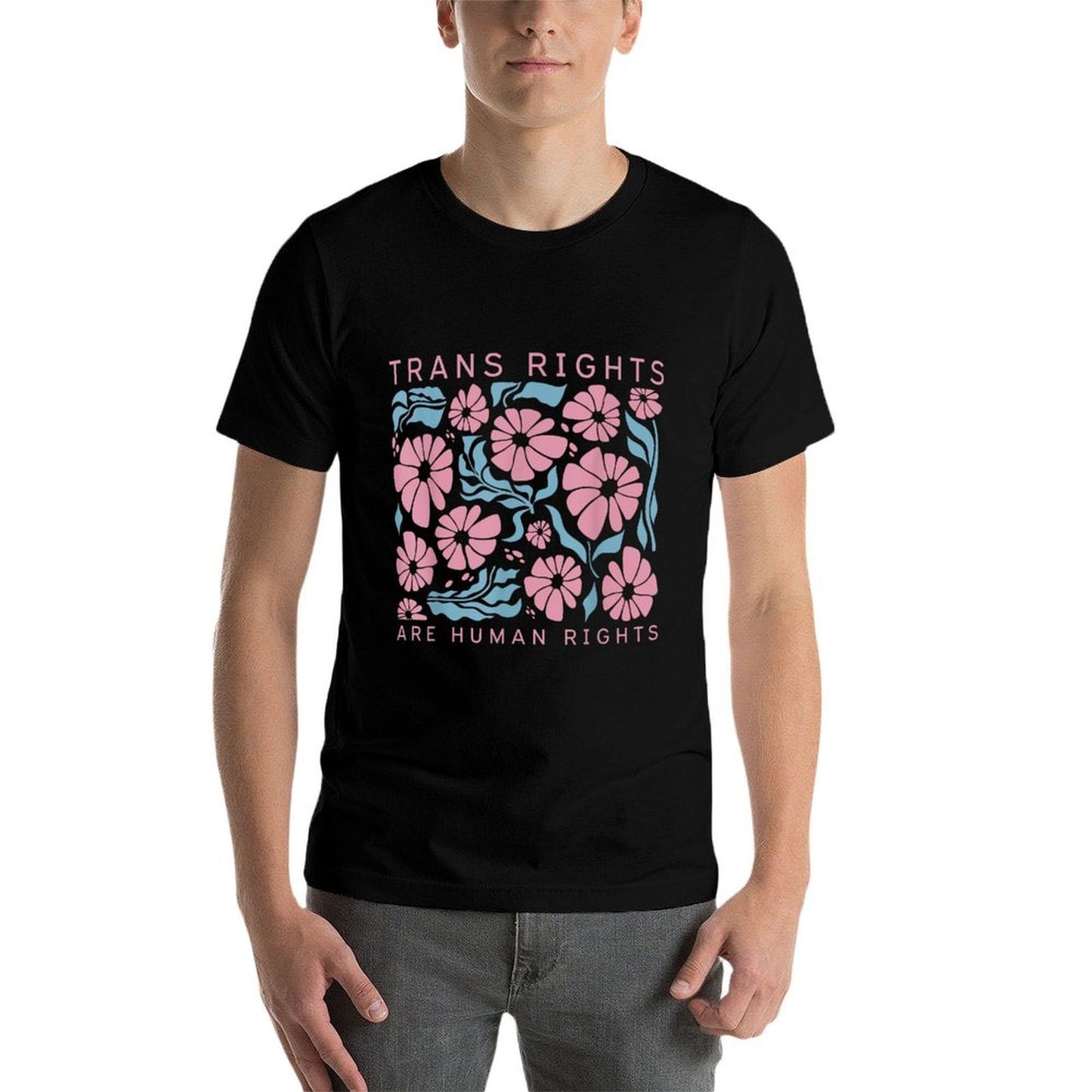 Trans Rights Are Human Rights Floral LGBTQ Pride Transgender Lightweight T-Shirt