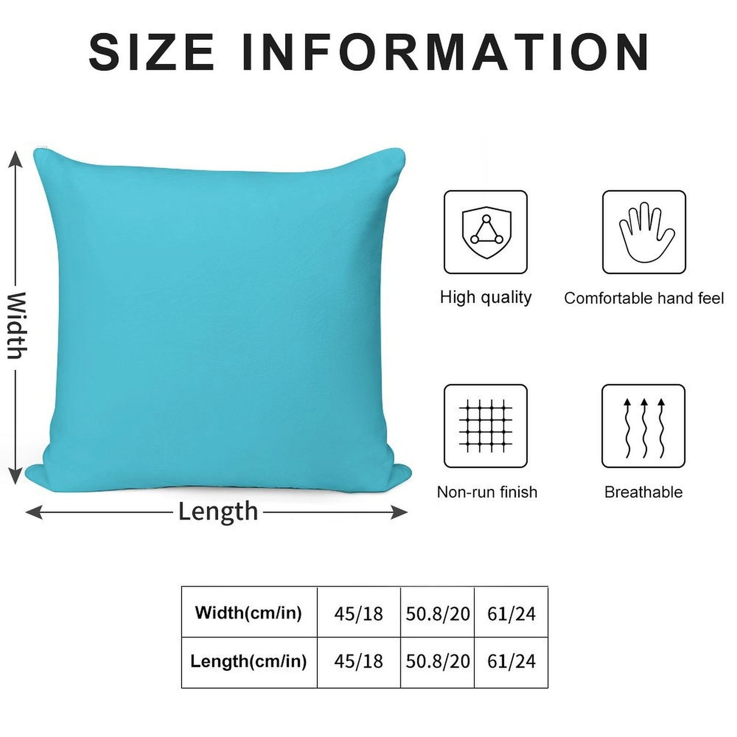 Turquoise Soft Reinforced Edging Throw Pillow