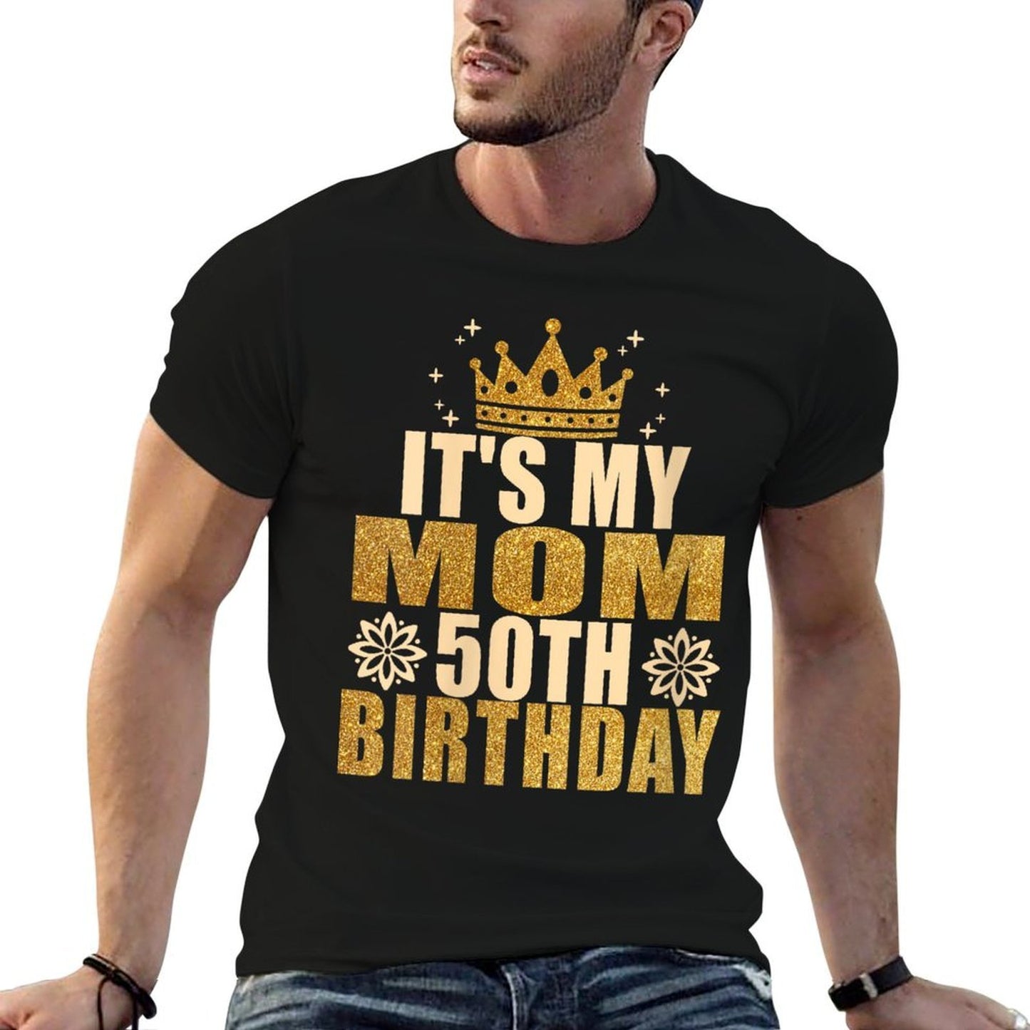 Womens Its My Mom 50th Birthday 50th Birthday Heathered Texture T-Shirt