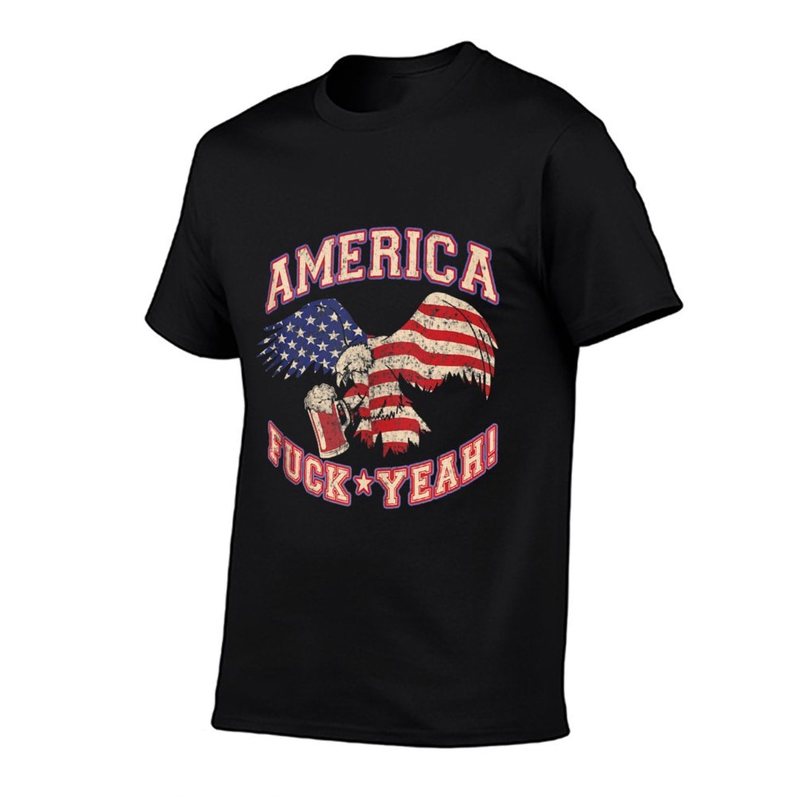 America Fuck Yeah Bald Eagle Beer 4th of July Vintage  Breathable T-Shirt