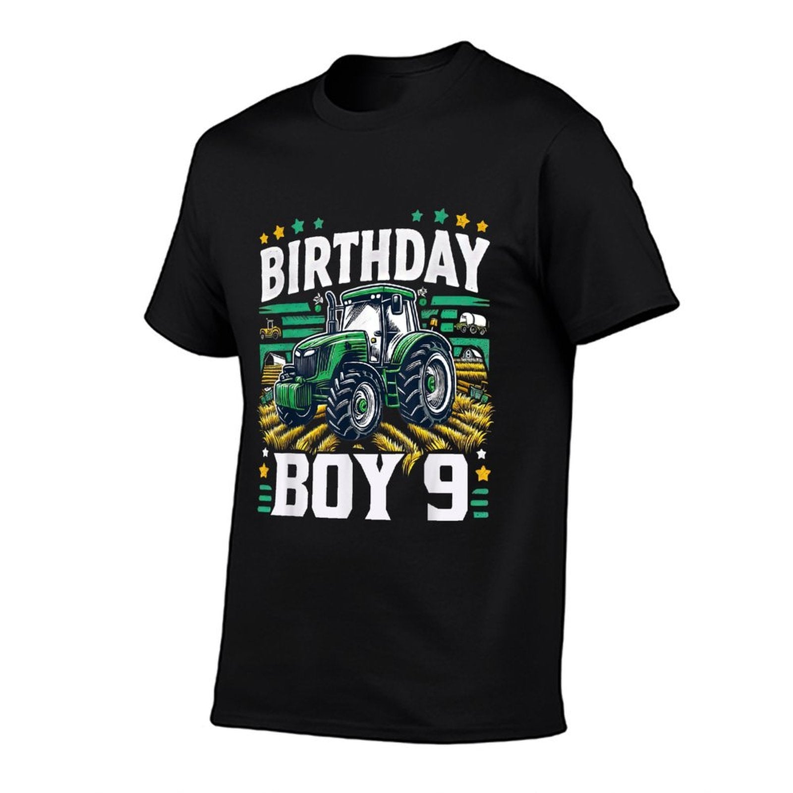 9th Birthday Farm Tractor Nine Years Old Birthday Boy  Eco-friendly Material T-Shirt